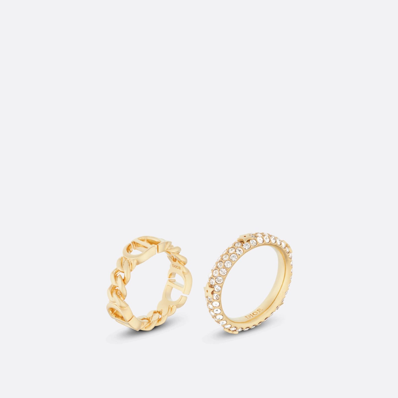 Dior Petit CD Ring SetGold-Finish Metal and White Crystals