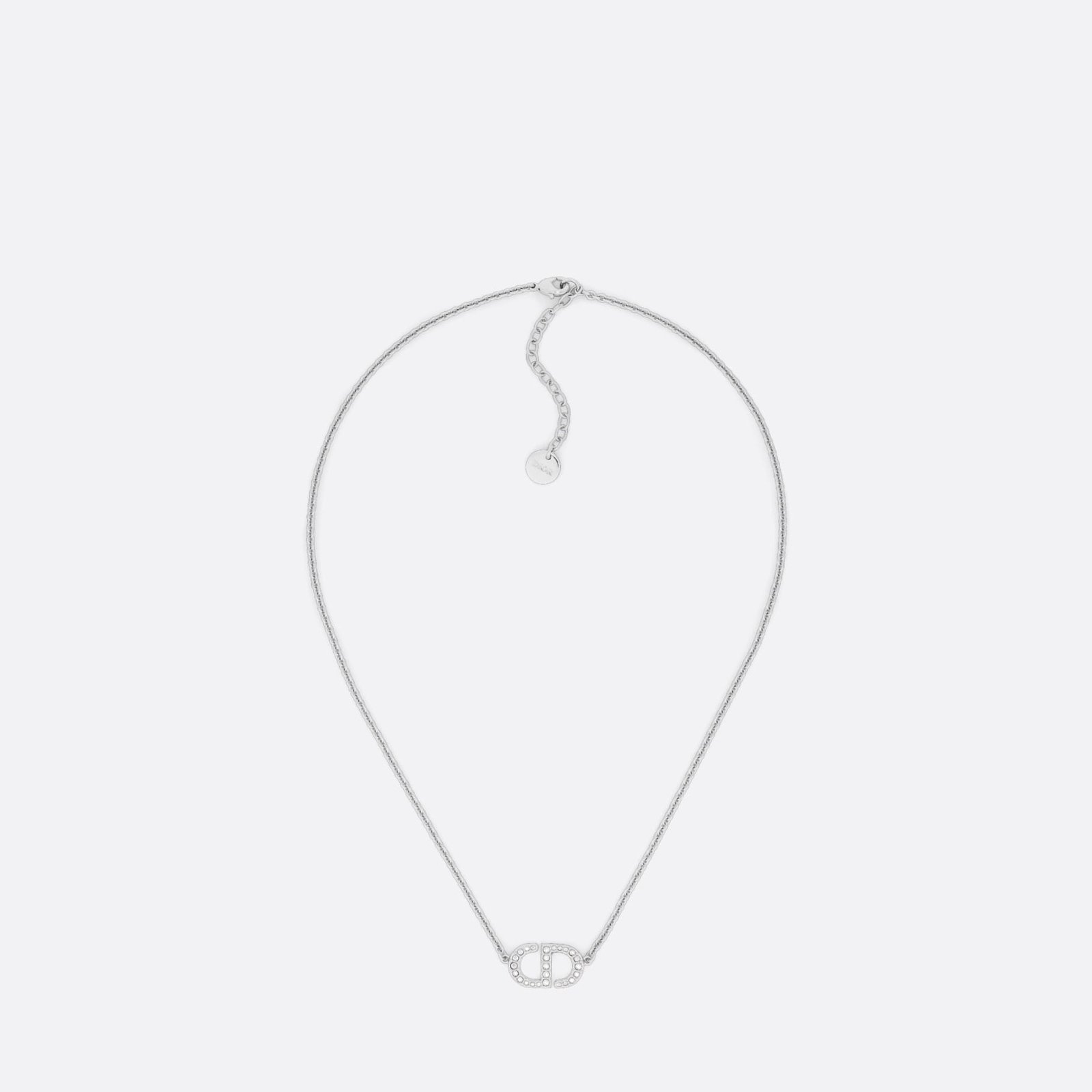 Dior Petit CD Necklace Silver-Finish Metal with White Crystals