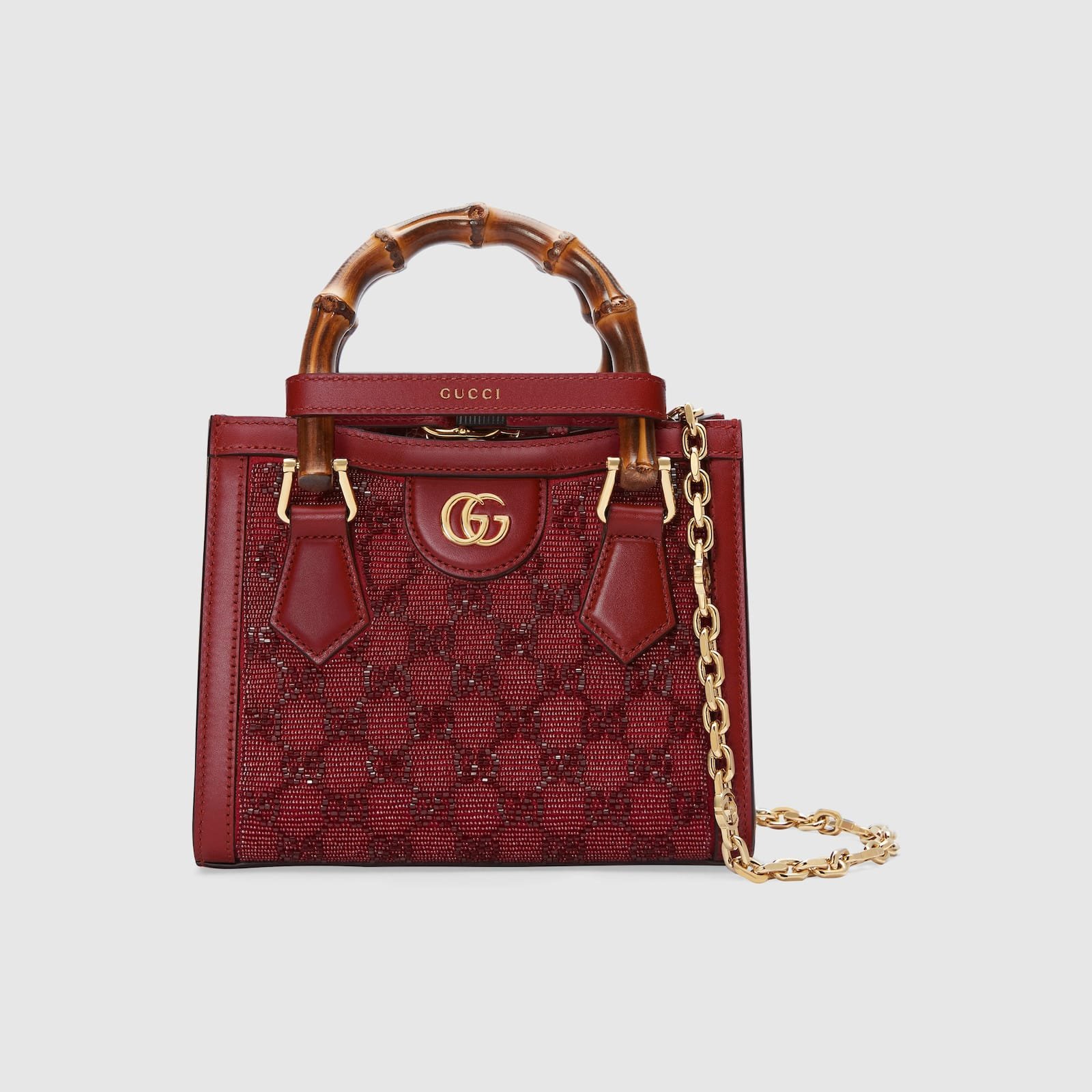 Replica Designer Bag GUCCI Diana mini GG crystal tote bag red
