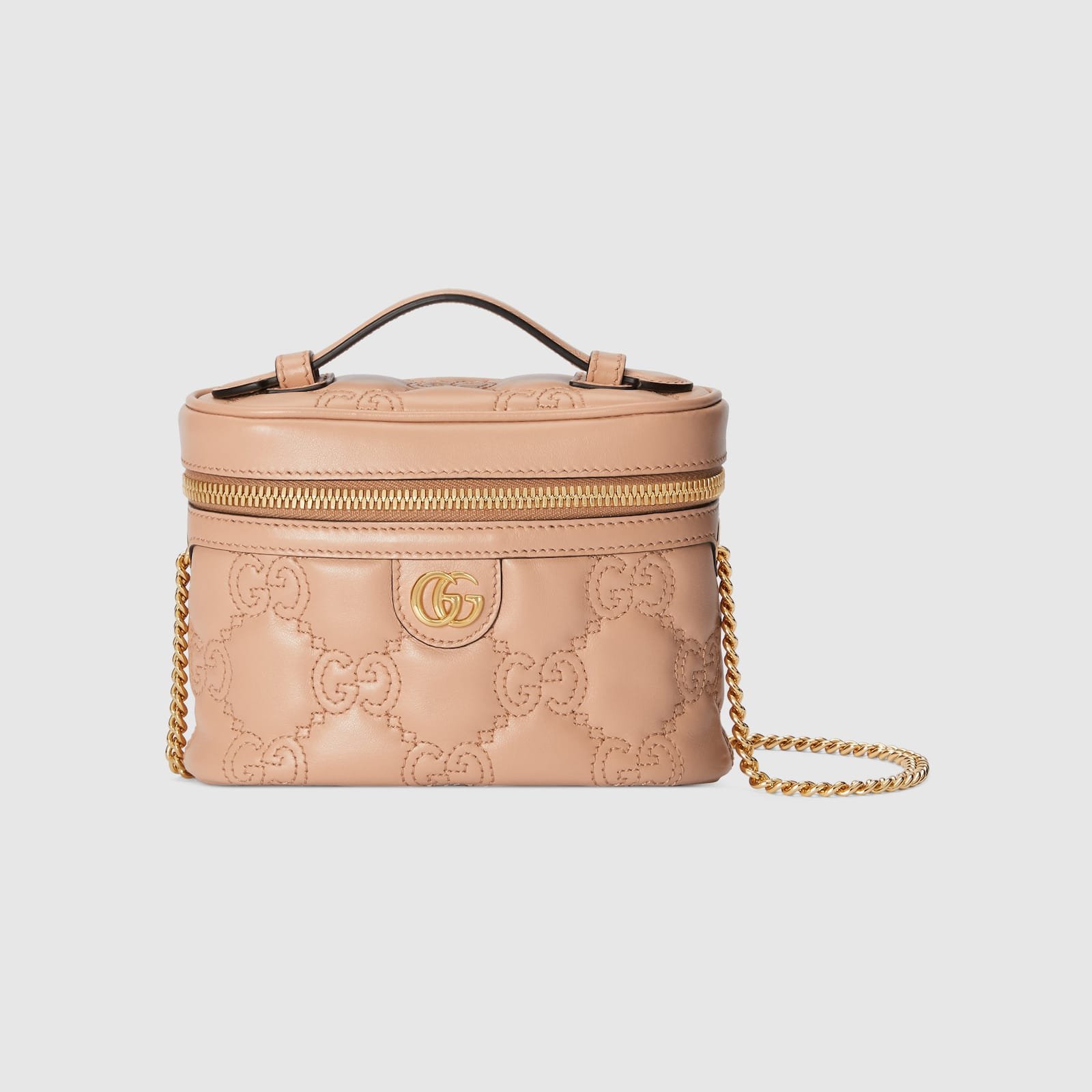 Replica Designer Bag GUCCI GG Matelasse top handle mini bag rose beige leahter