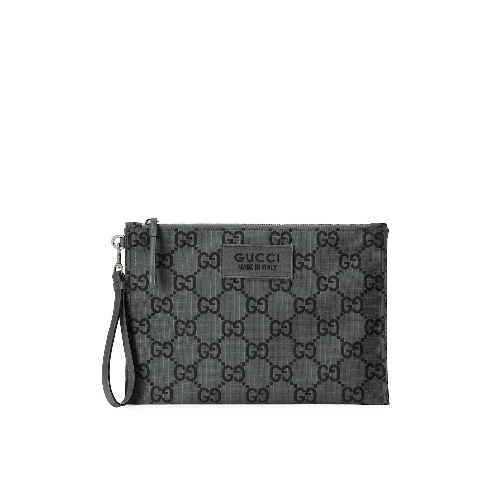 Replica Designer Bag GUCCI GG ripstop pouch dark grey and black ripstop