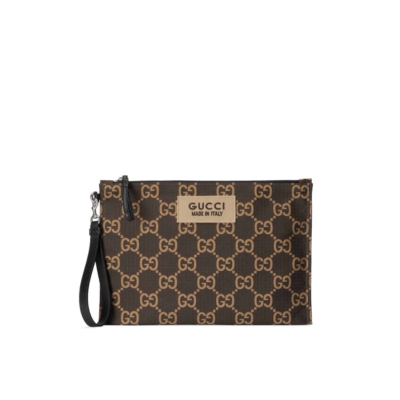 Replica Designer Bag GUCCI GG ripstop pouch ebony and beige ripstop