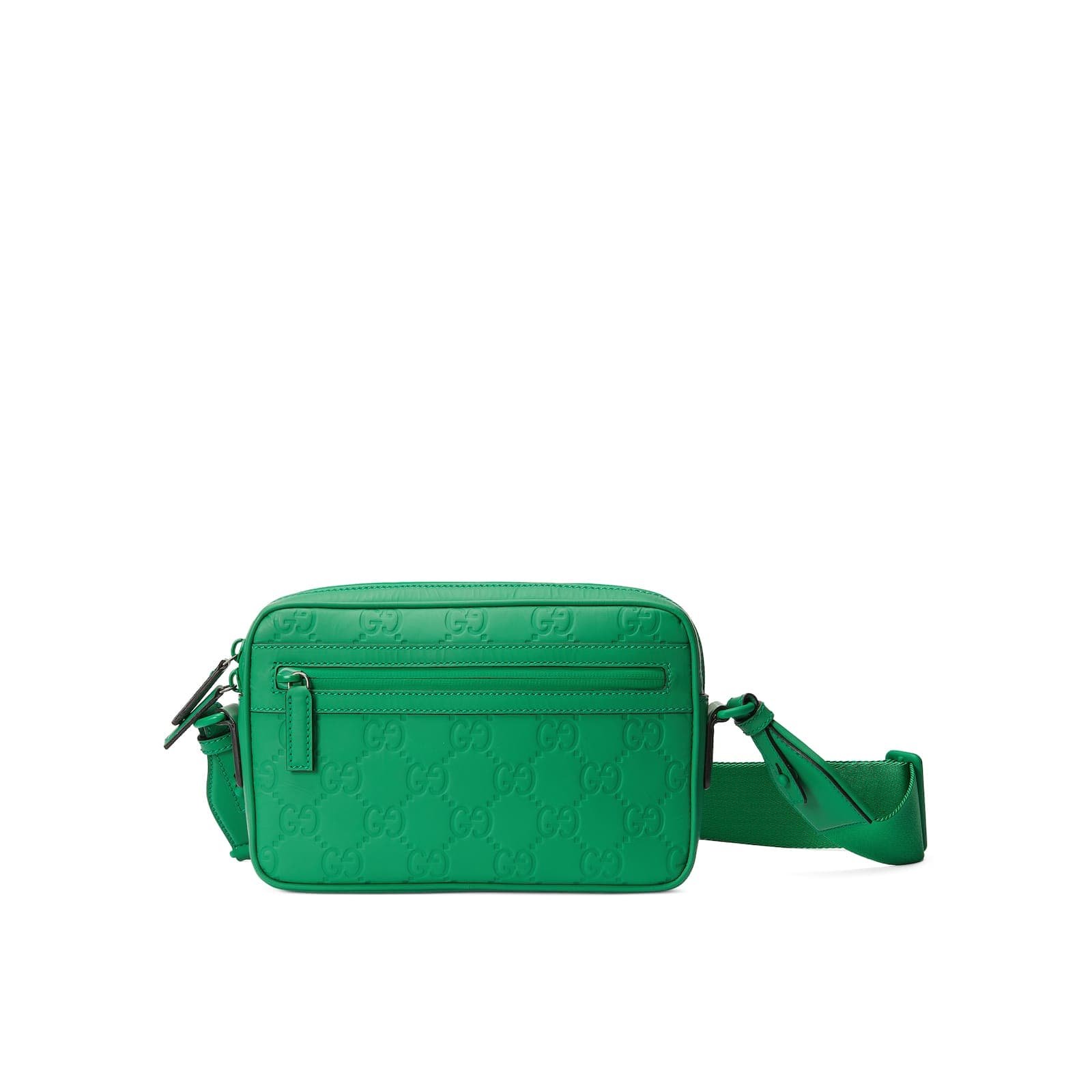 Replica Designer Bag GUCCI GG rubber-effect crossbody bag green leather