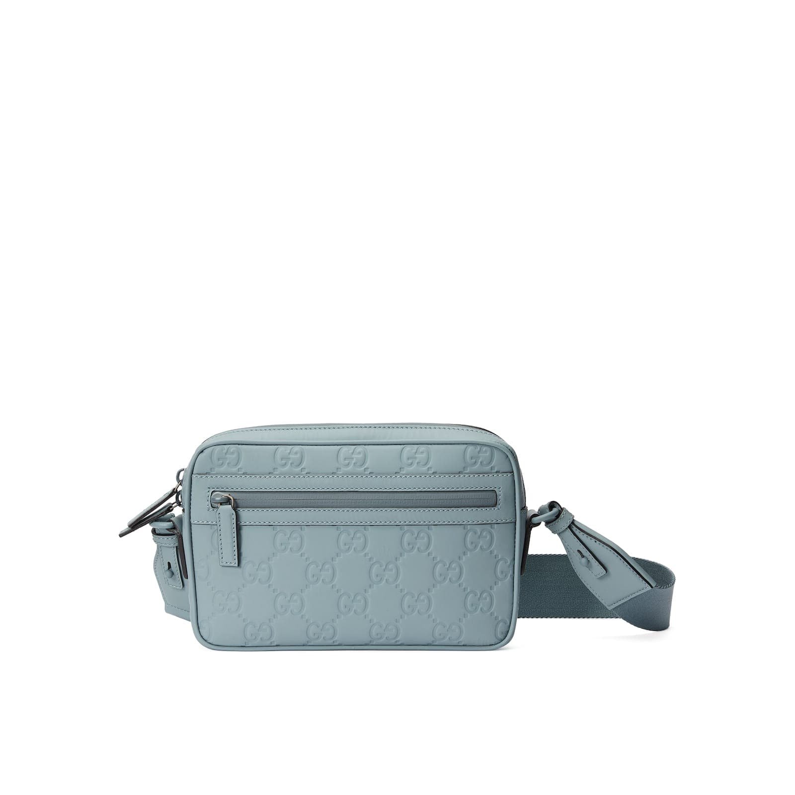 Replica Designer Bag GUCCI GG rubber-effect crossbody bag light blue leather