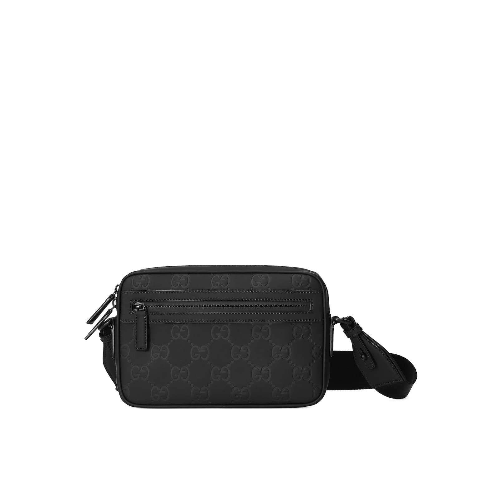 Replica Designer Bag GUCCI GG rubber-effectcrossbody bag black leather