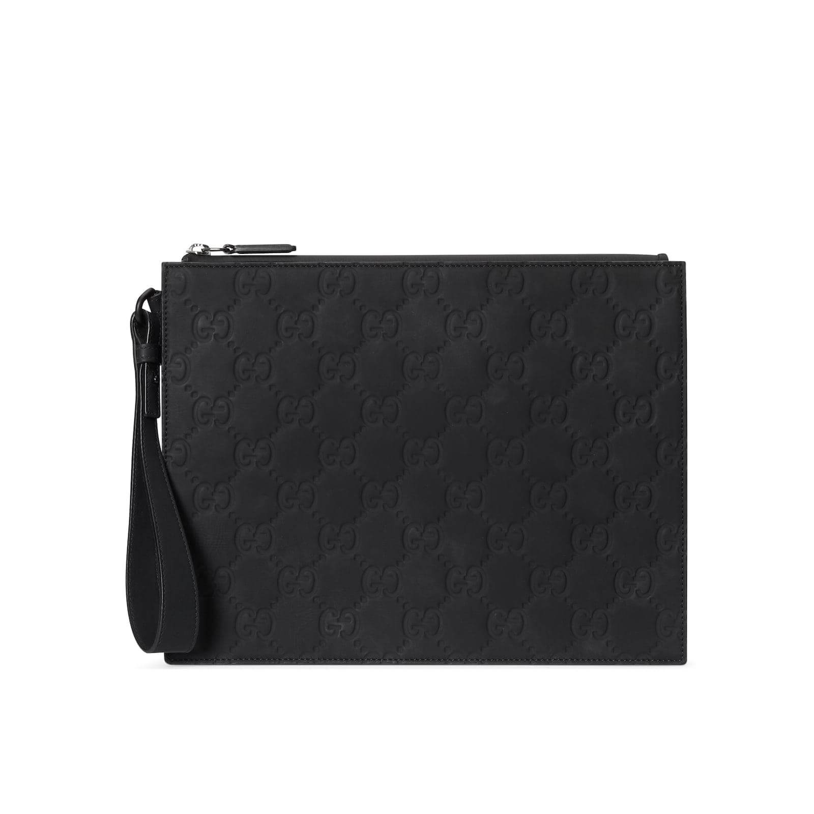 Replica Designer Bag GUCCI GG rubber-effect pouch black leather