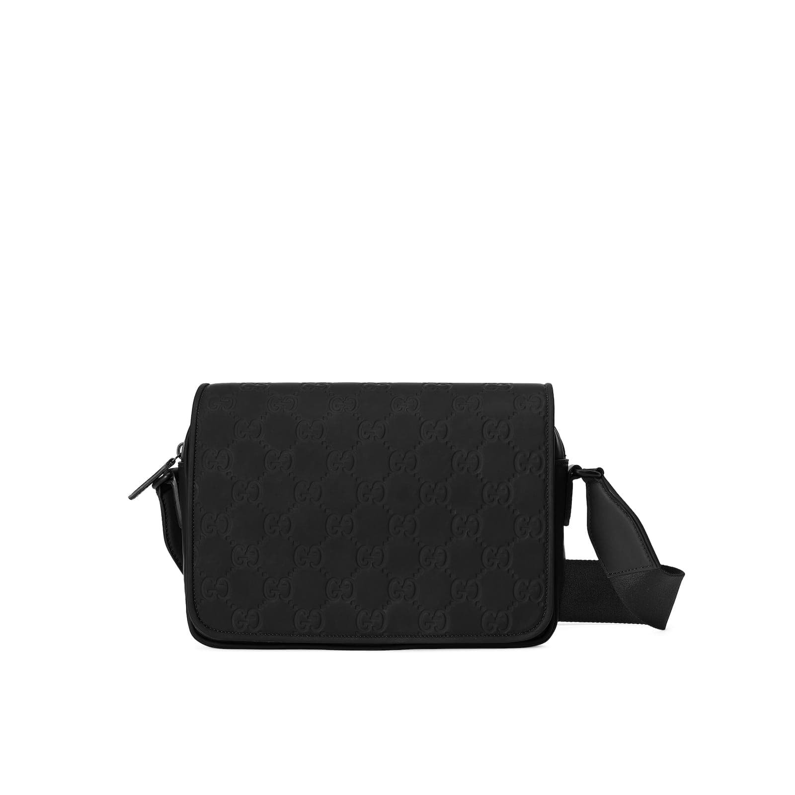 Replica Designer Bag GUCCI GG rubber-effect crossbody bag black leather