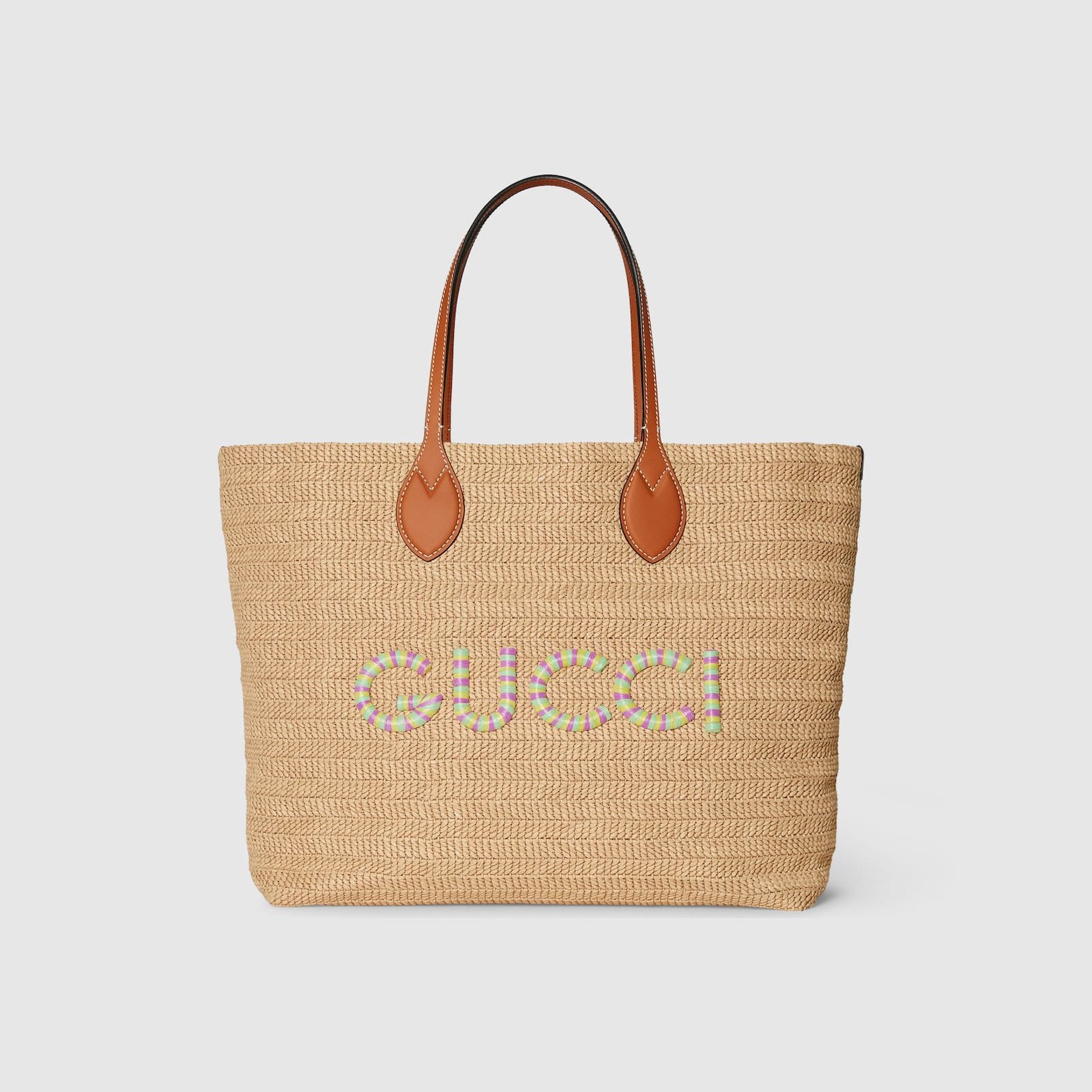 Replica Designer Bag GUCCI Medium straw-effect tote natural straw effect raffia