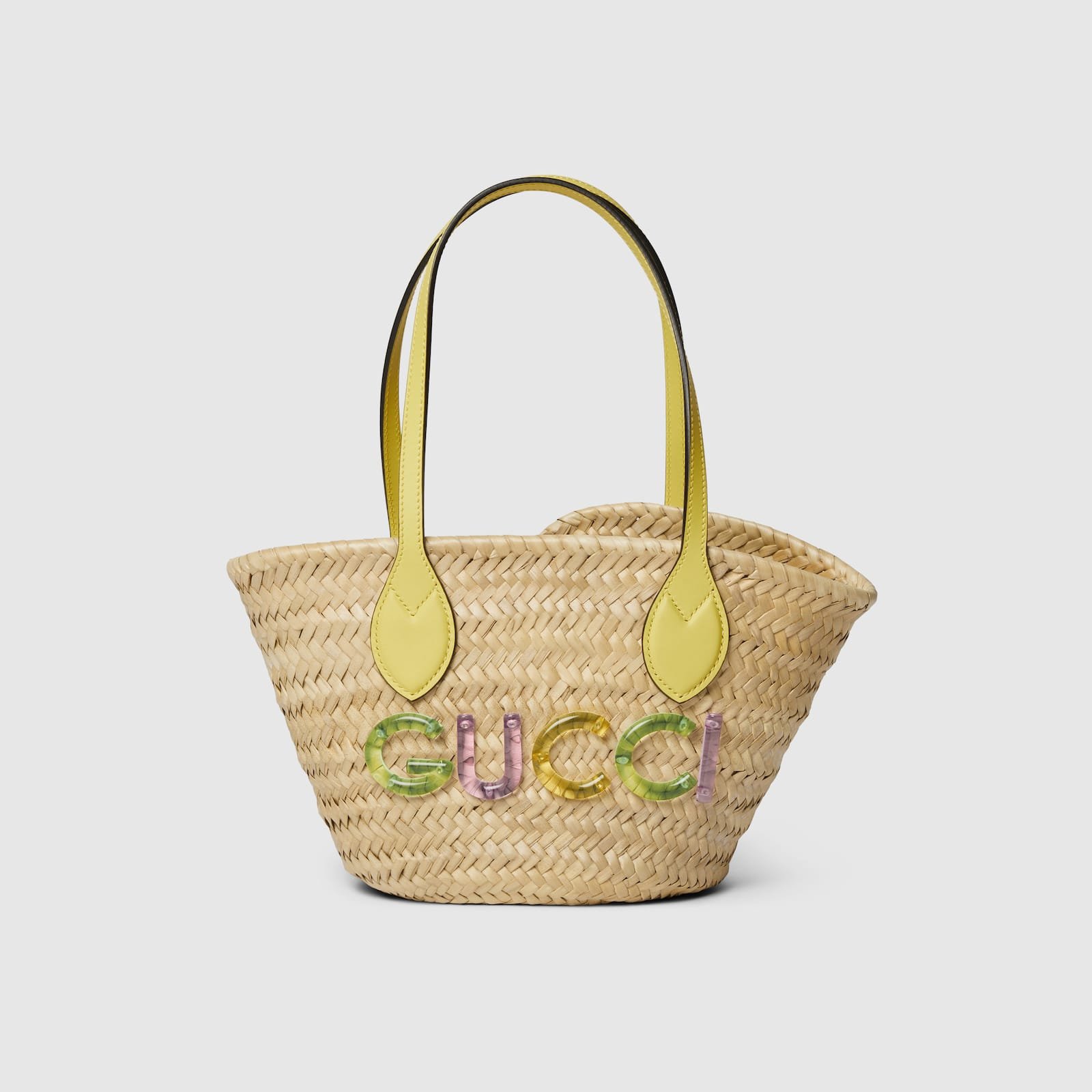 Replica Designer Bag GUCCI Mini straw tote with logo natural woven straw