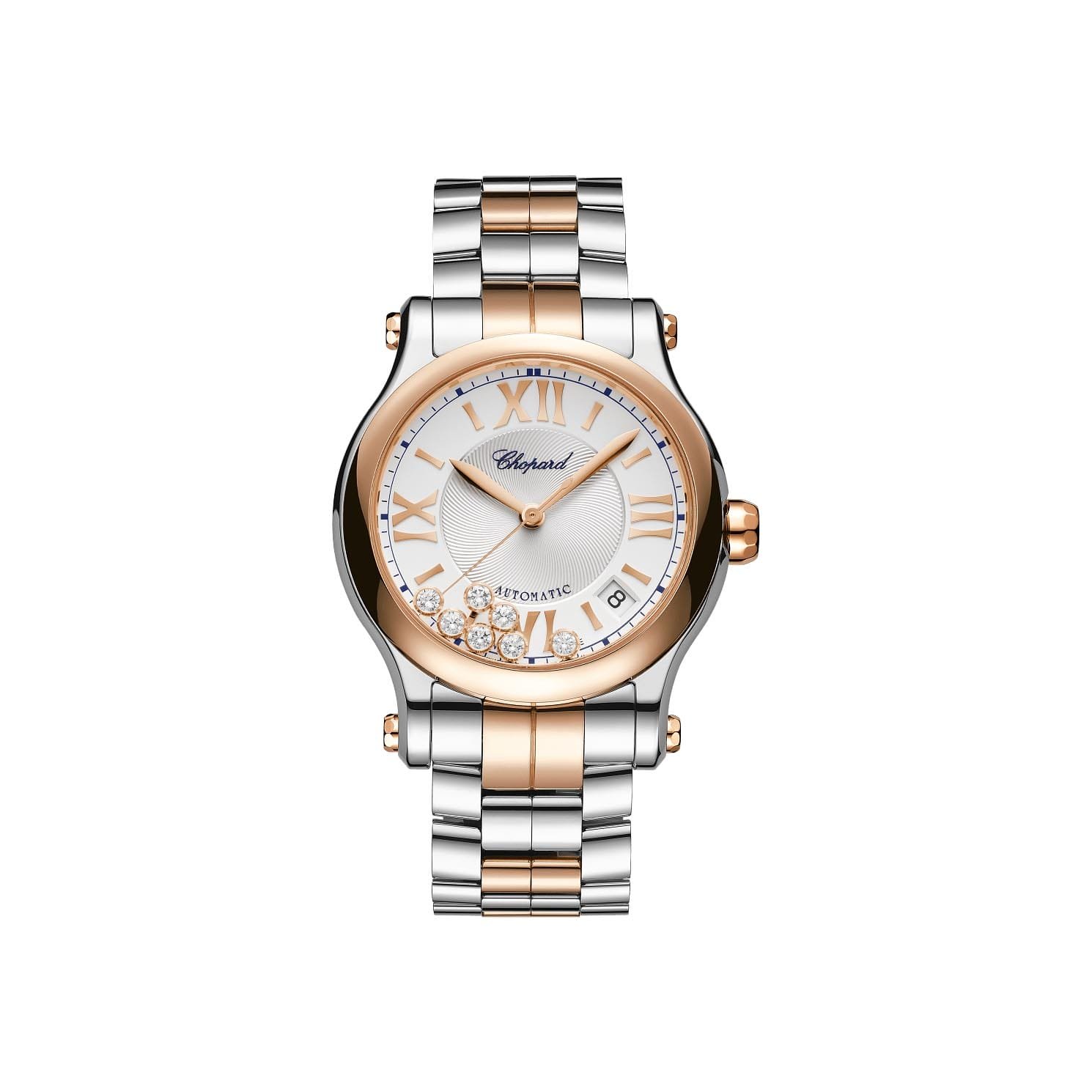 Chopard Happy Sport 36 mm Automatic Ethical Rose Gold Lucent Steel Diamond Watch