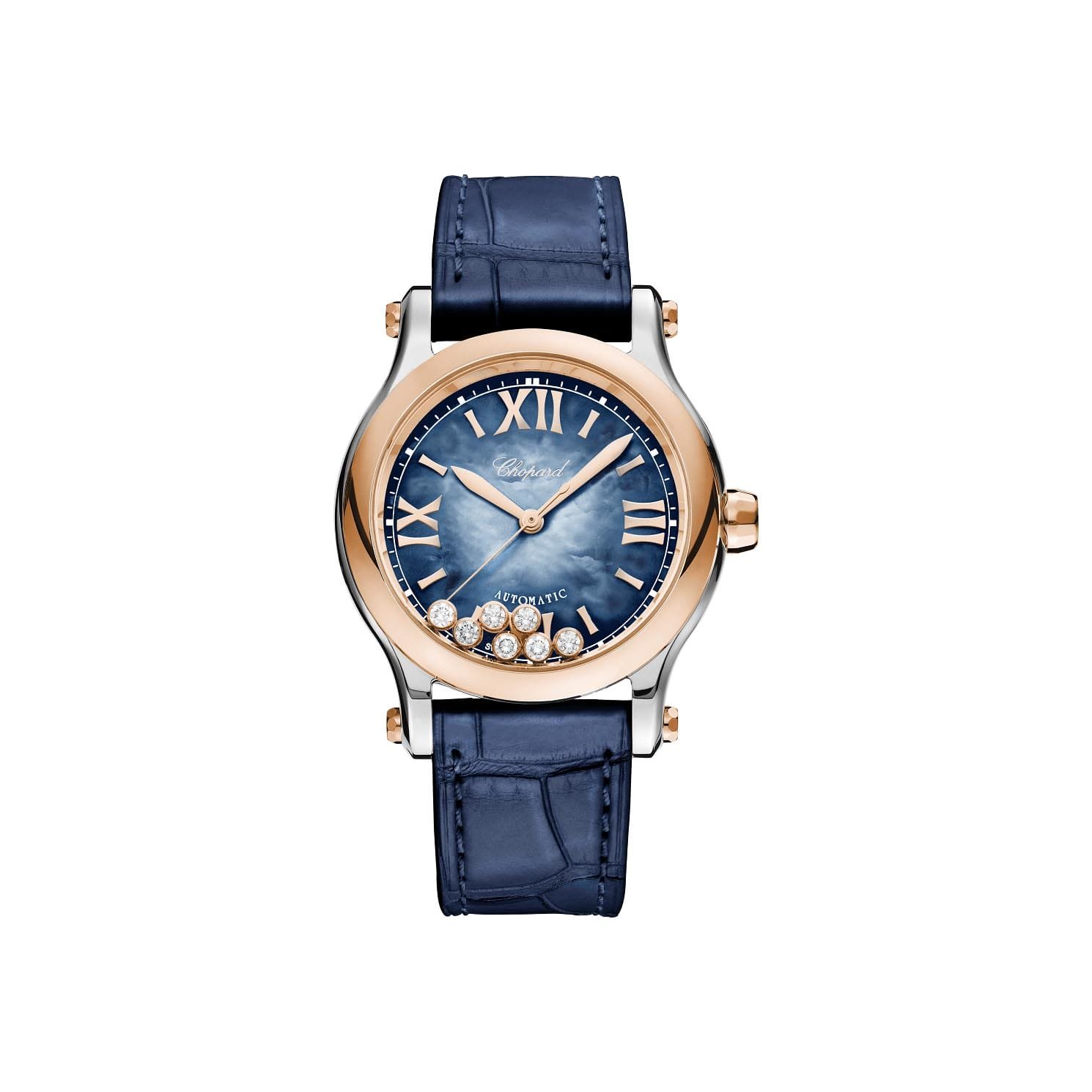 Chopard Happy Sport 36 mm Automatic Ethical Rose Gold Lucent Steel Diamond Watch