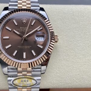 Best Fake Rolex Replica Watch Datejust 41 Rose Gold/Steel Chocolate Index Dial Fluted Bezel Jubilee Bracelet 126331