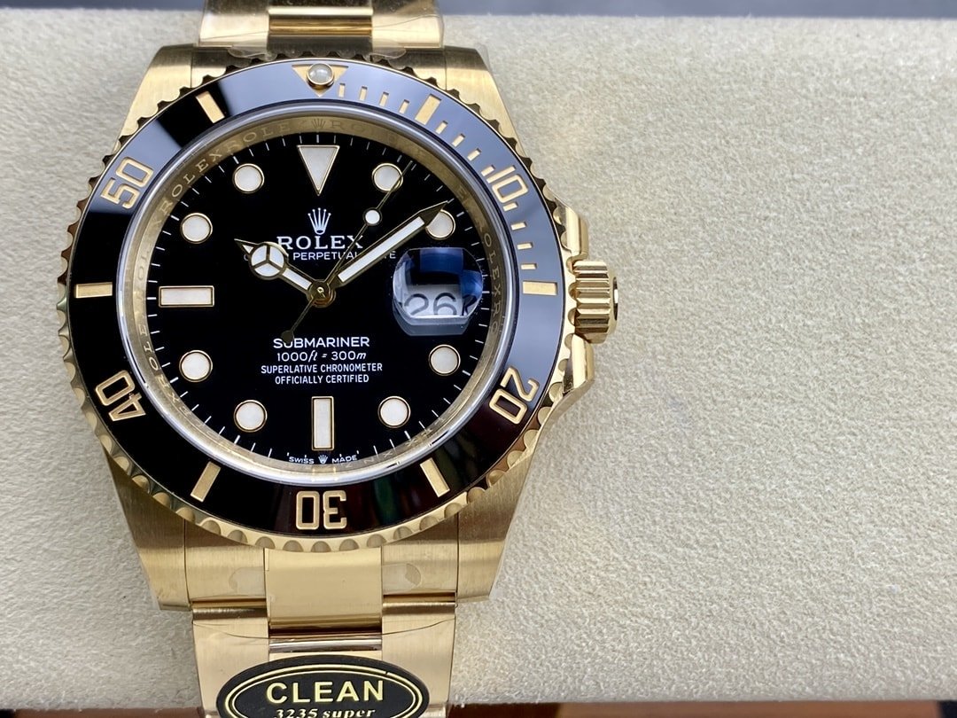 Super Clone Rolex Replica Watch Submariner Date Yellow Gold 41mm Black Dial 126618LN Clean