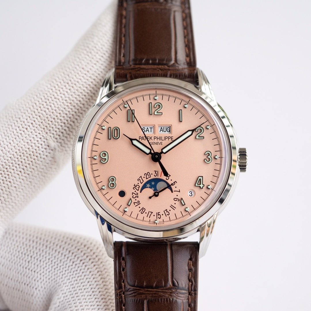Fake Patek Philippe Replica Watch Grand Complications Perpetual Calendar White Gold Rose Opaline Dial 5320G-011 KRF