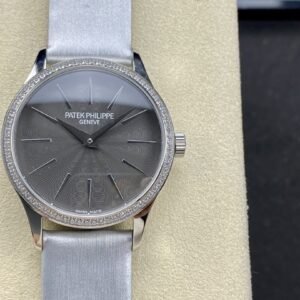 Fake Patek Philippe Replica Watch Calatrava Manually Wound White Gold Grey Dial 4897G-010 JMF
