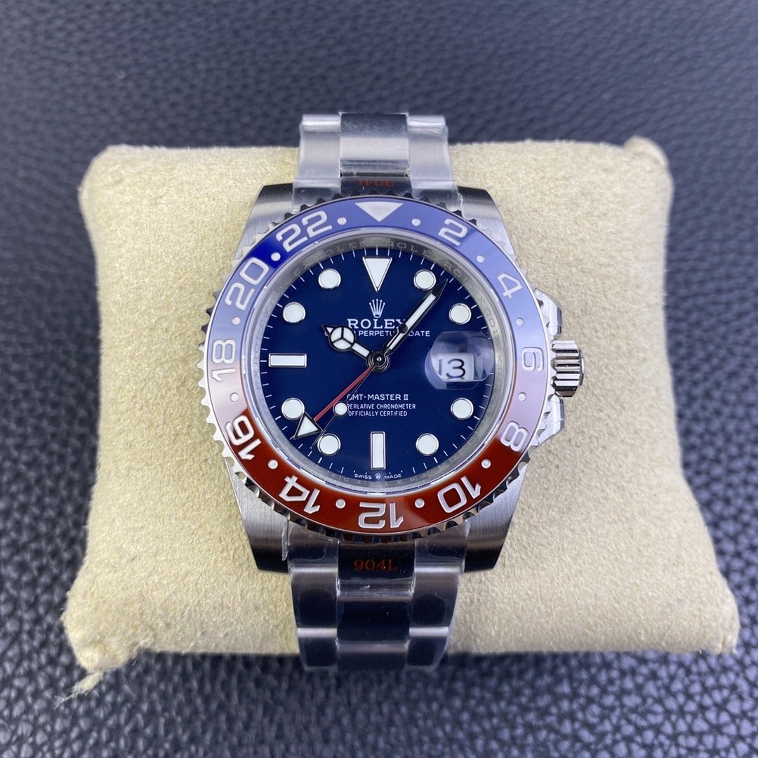 Fake Rolex replica watch GMT-Master II White Gold "Pepsi" Blue Dial 126719BLRO GMF 3186