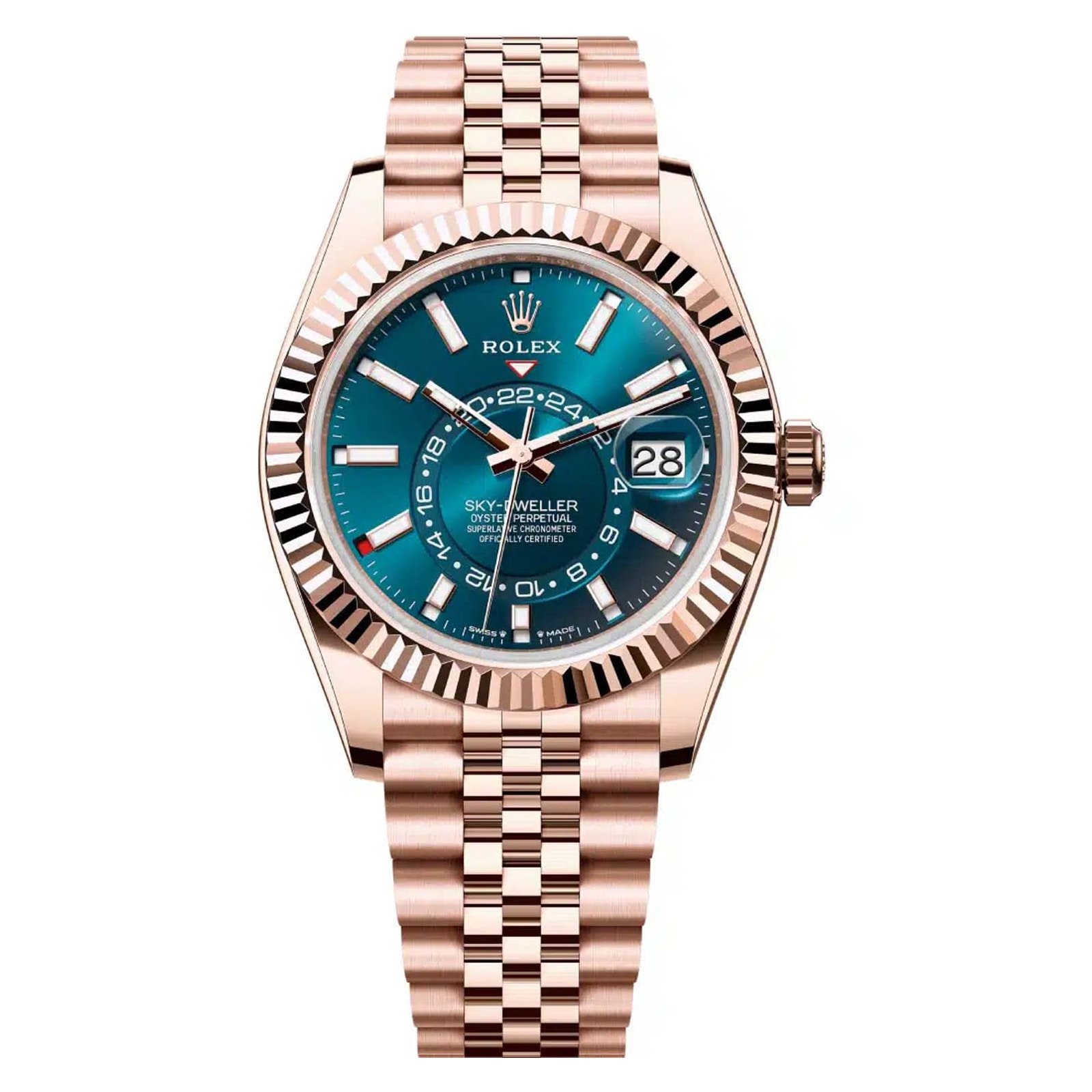 Fake Rolex Replica watches For Sale Sky-Dweller Rose Gold Blue-Green Index Dial Jubilee Bracelet m336935-0005 Noob Factory