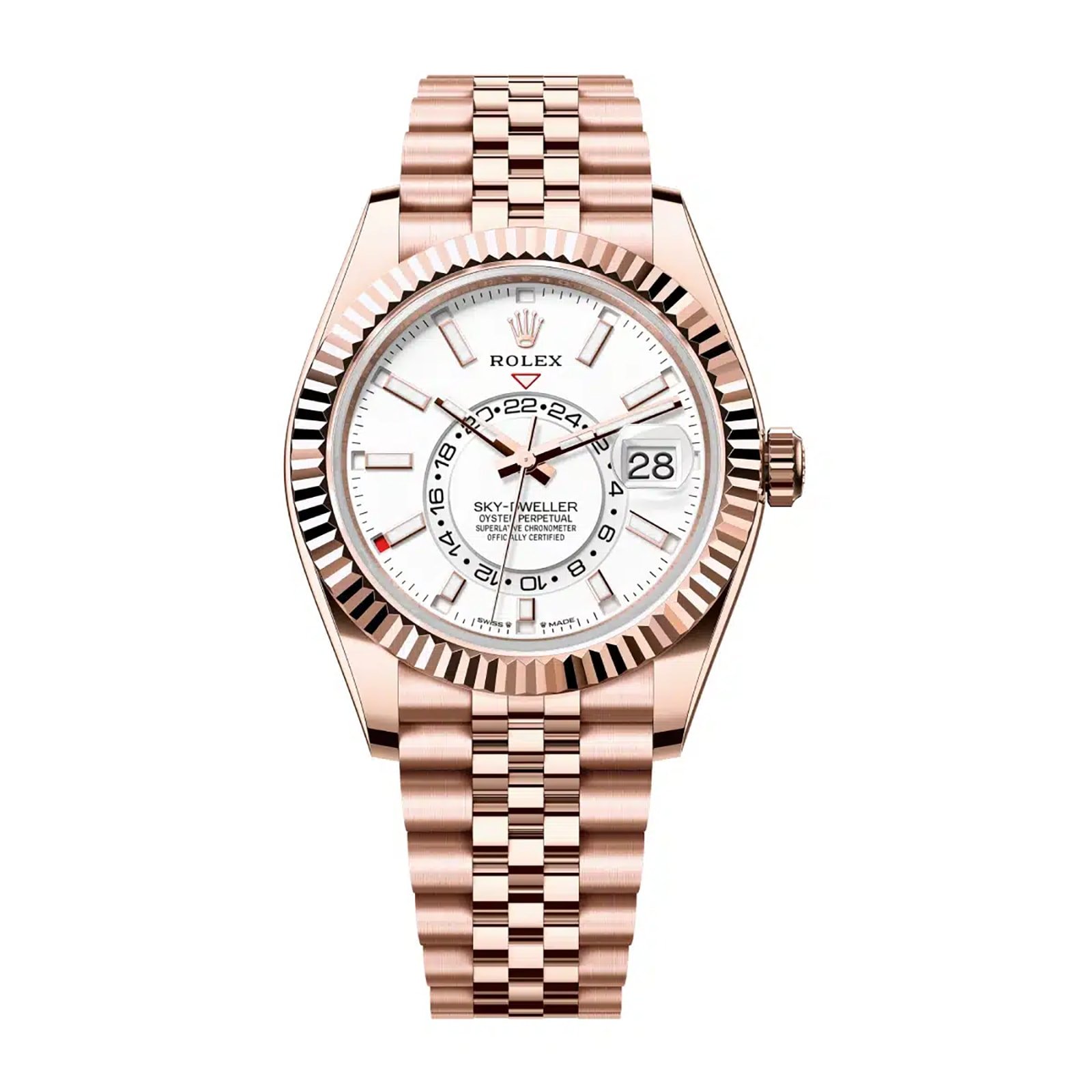 Fake Rolex Replica Watches For Sale Sky-Dweller Rose Gold Intense White Index Dial Jubilee Bracelet m336935-0007 Noob Factory