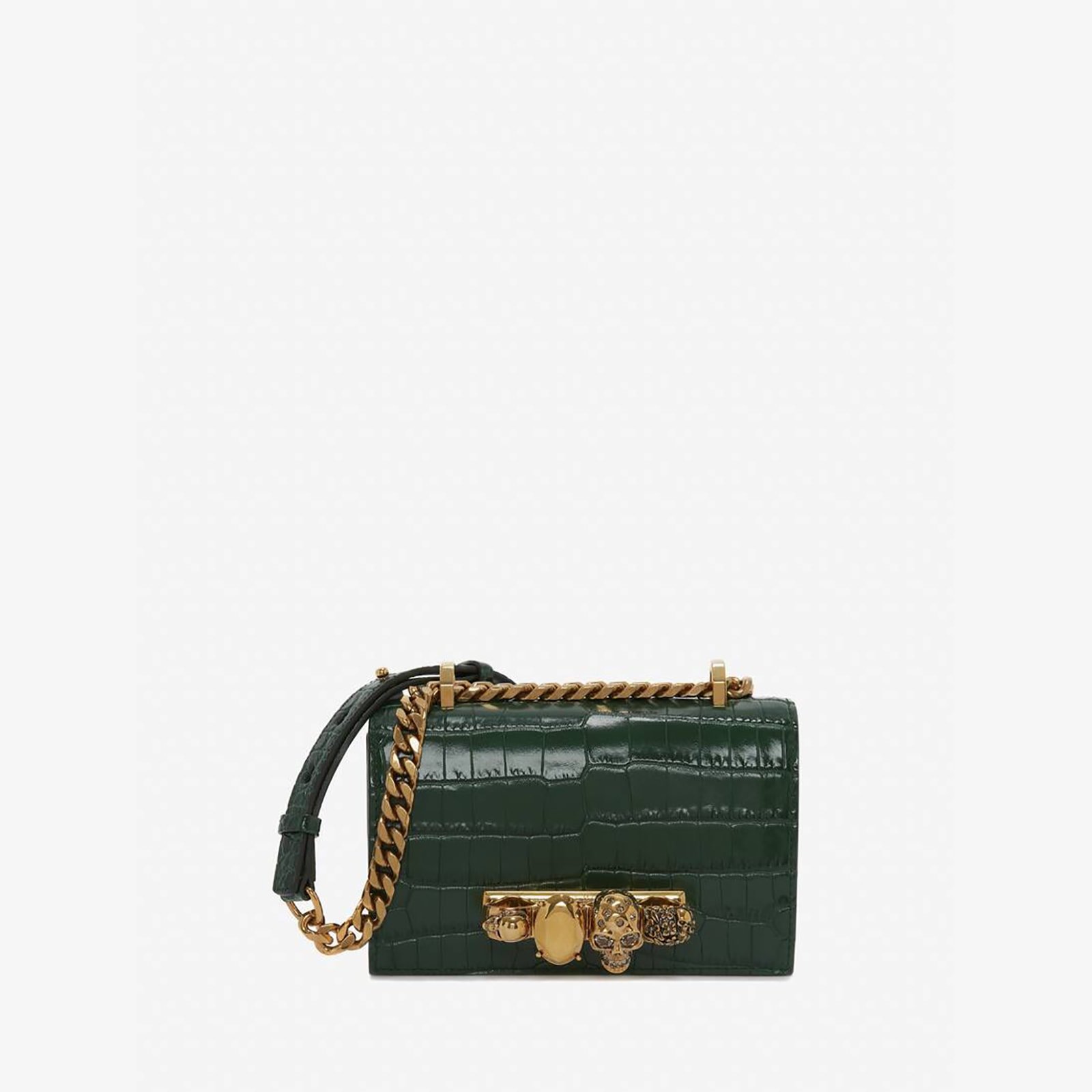 Replica Designer Bag Alexander McQueen Mini Jewelled Satchel in Emerald