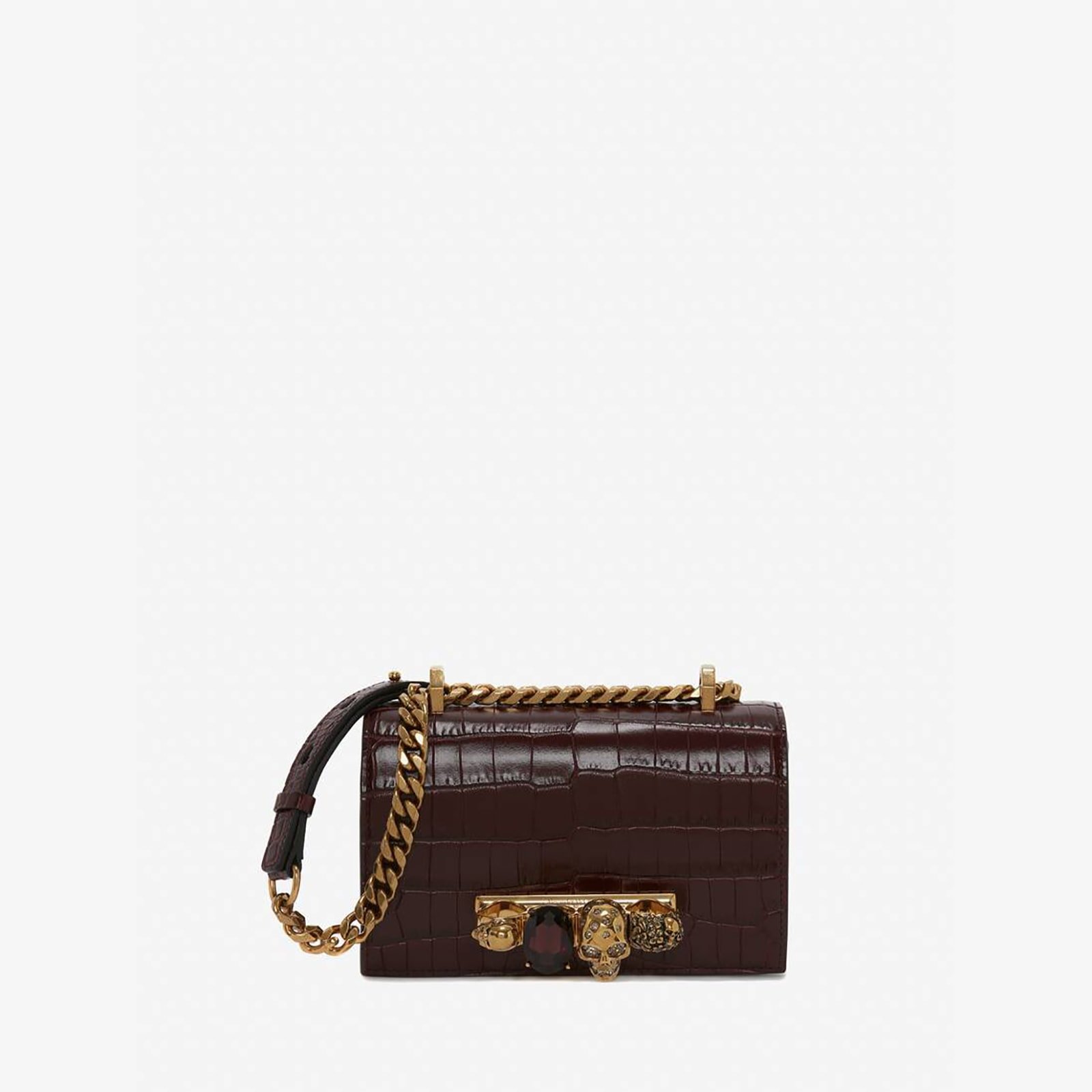 Replica Designer Bag Alexander McQueen Mini Jewelled Satchel in Madder