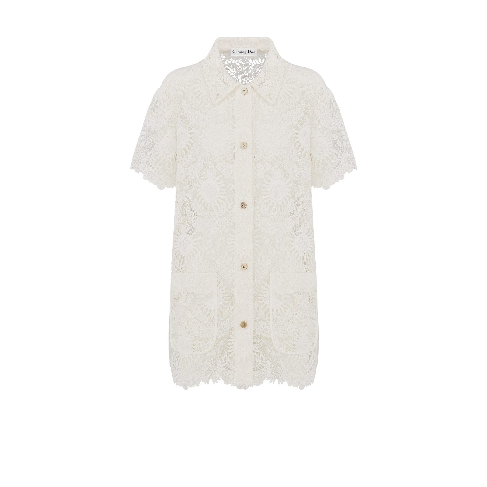 Dioriviera Short Sleeved Blouse Ecru Toile de Jouy Soleil Technical Cotton Lace