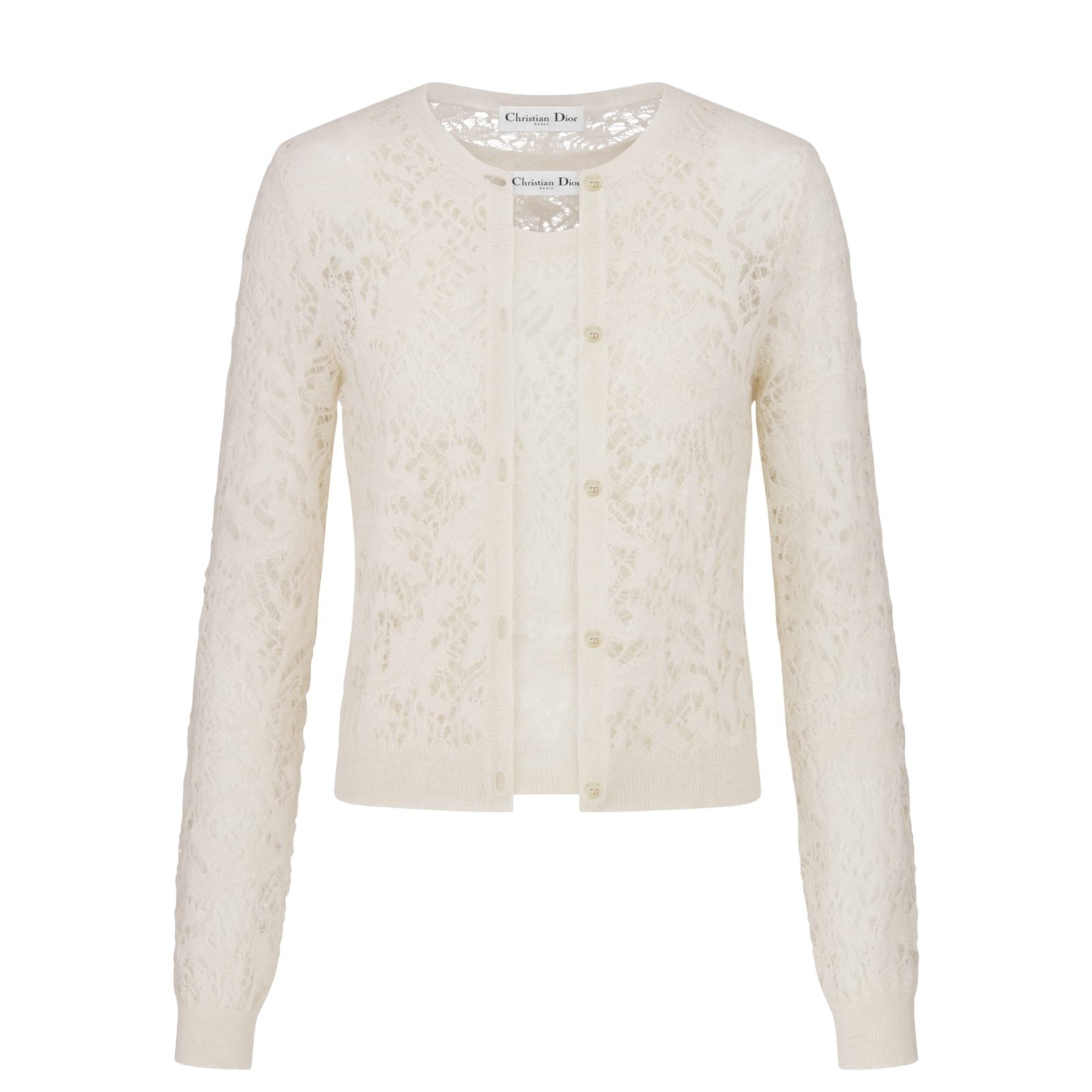 Dior Twinset Ecru Mohair and Alpaca Blend Lace