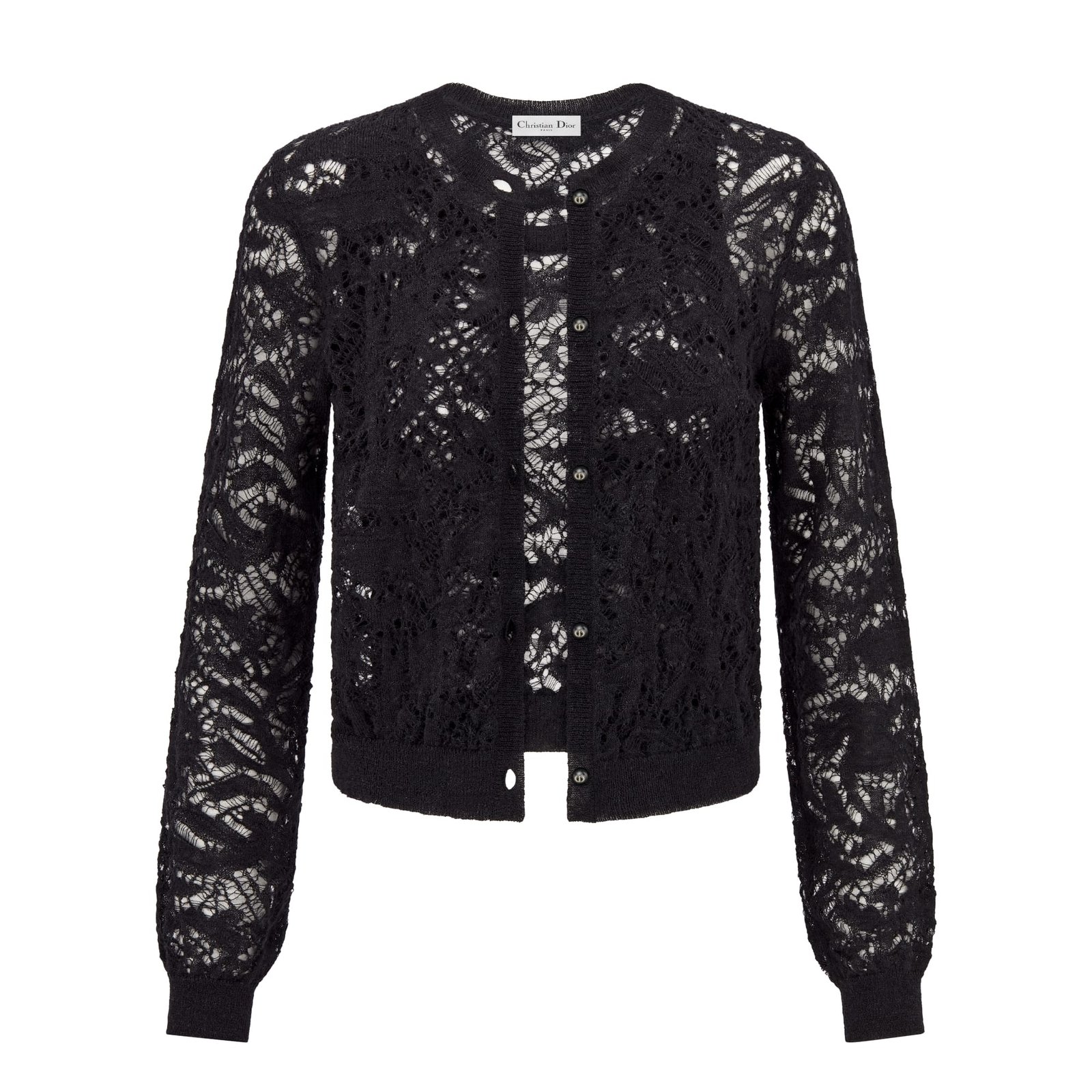 Dior Twinset Black Mohair and Wool Blend Lace