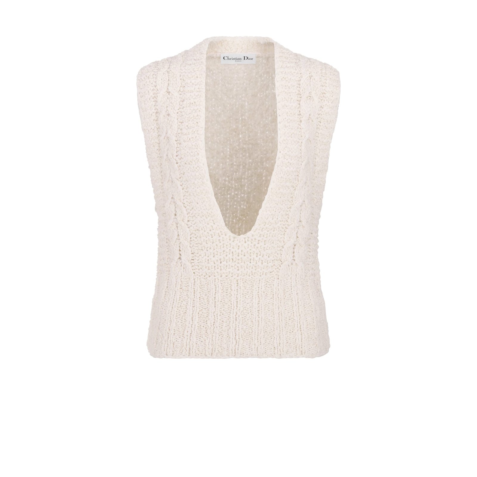 Dior Sweater Vest Ecru Cotton and Wool Blend Knit