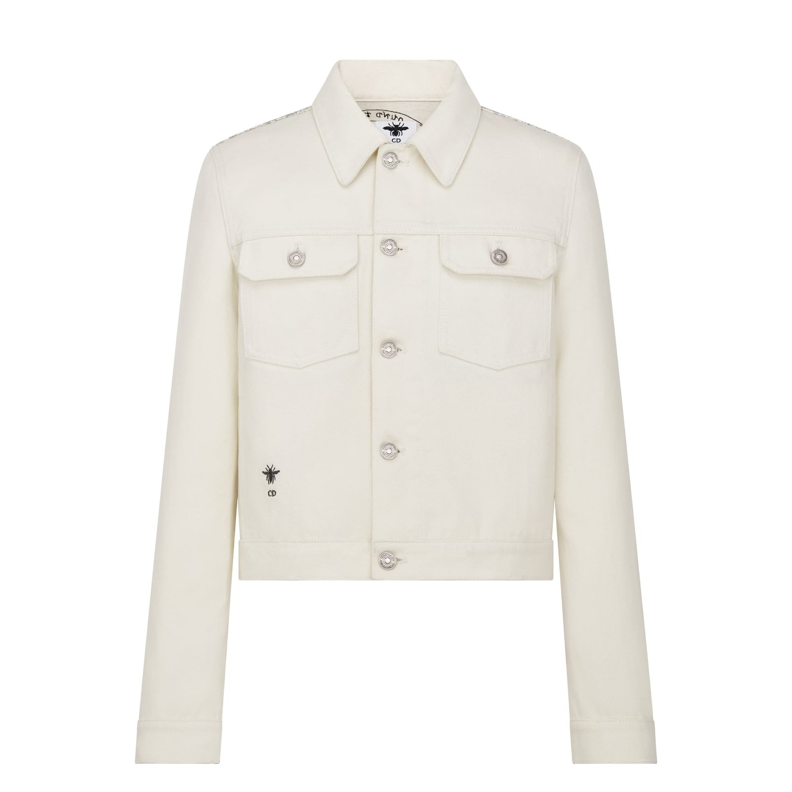 Dior Jacket Ecru Cotton Denim with Multicolor Dior Around the World Motif