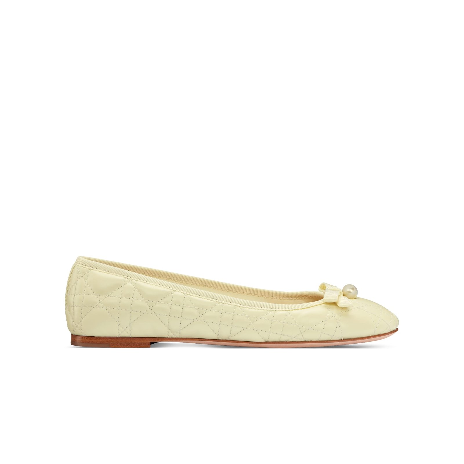 Dior Ballet Flat Pastel Yellow Quilted Cannage Calfskin