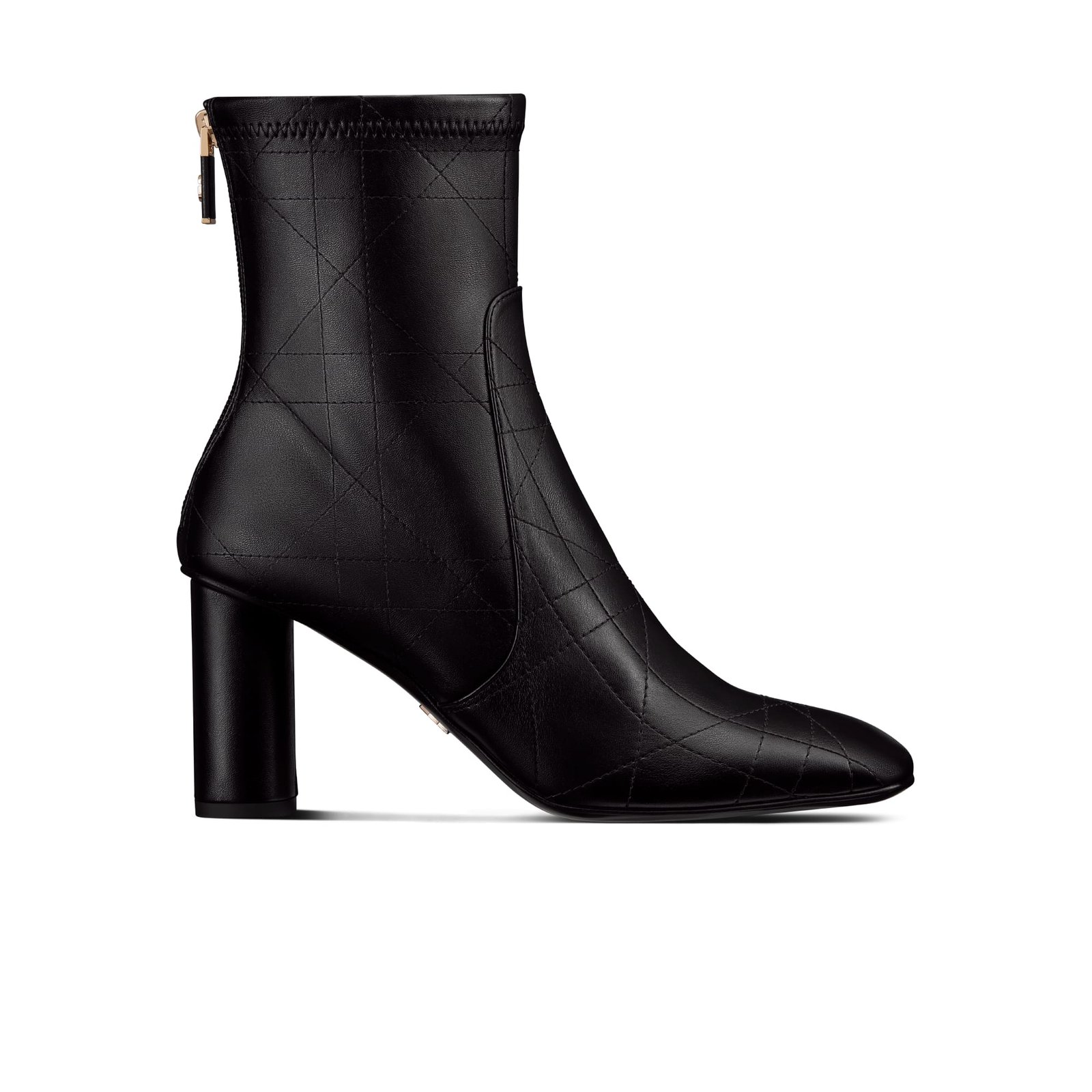 Dior D-Shadow Heeled Ankle Boot Black Leather-Effect Stretch Material with Macrocannage Motif
