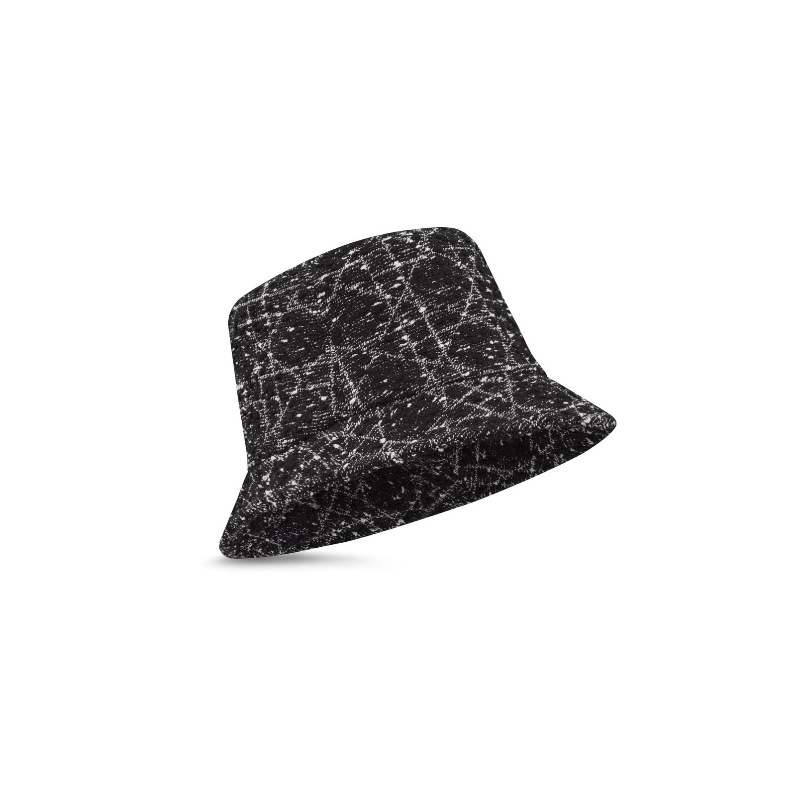 Dior Teddy-D Macrocannage Small Brim Bucket Hat Black and White Tweed