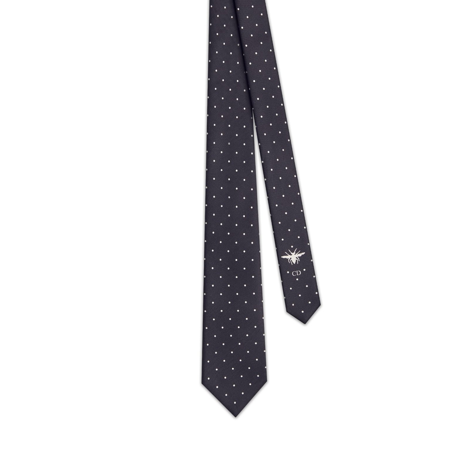 Dior Dots Tie Black and White Silk