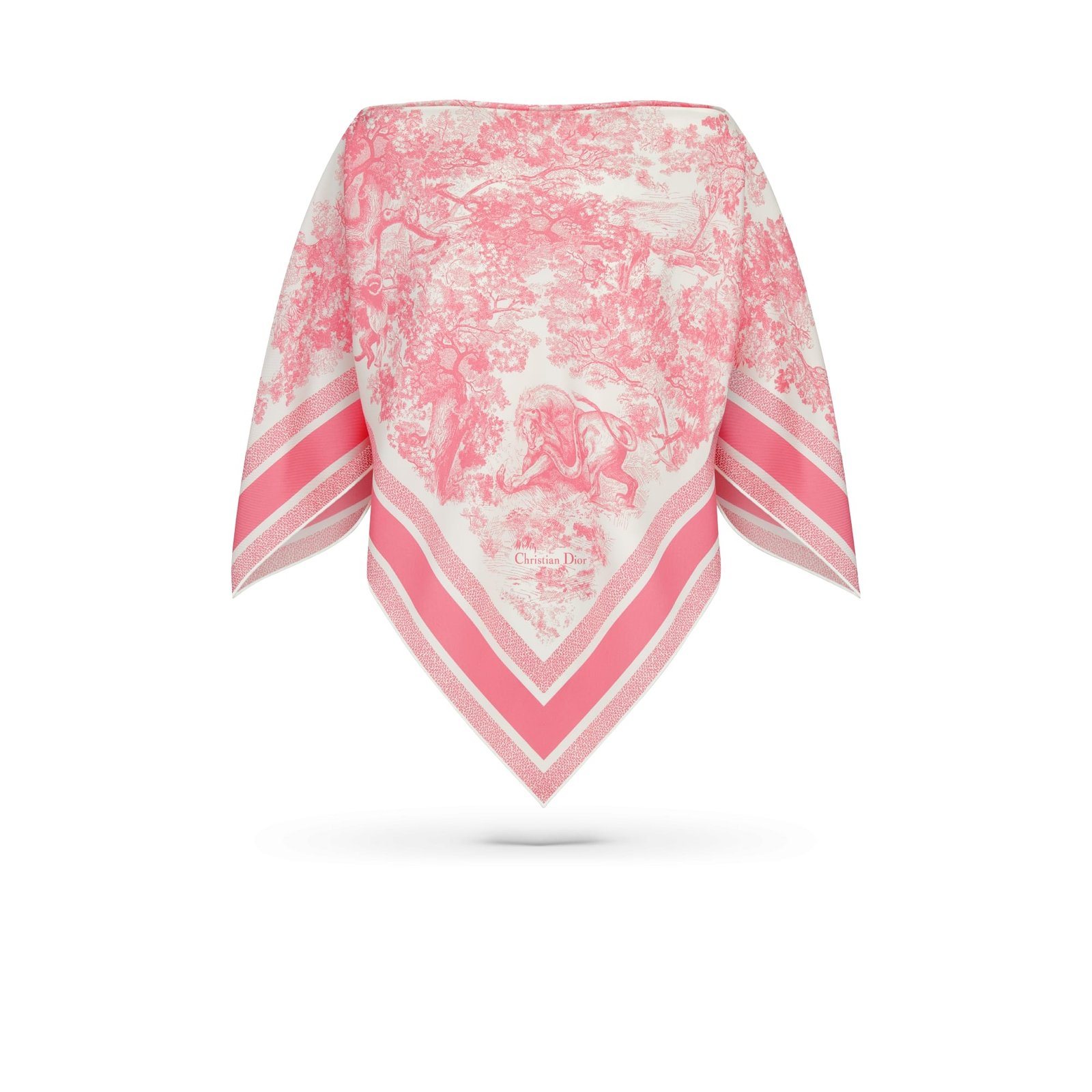 Dioriviera Toile de Jouy Sauvage Dior Silk Top White and Candy Pink Silk Twill