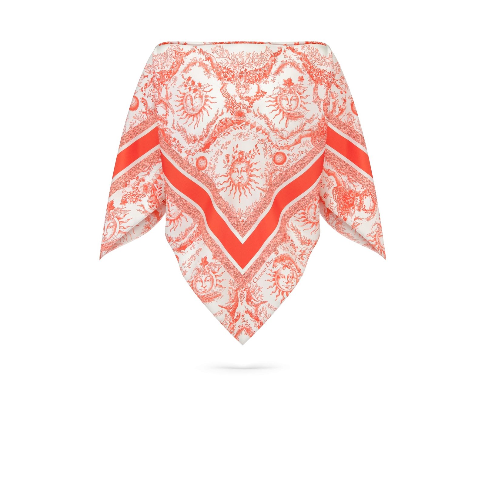Dioriviera Toile de Jouy Soleil Dior Silk Top White and Coral Silk Twill