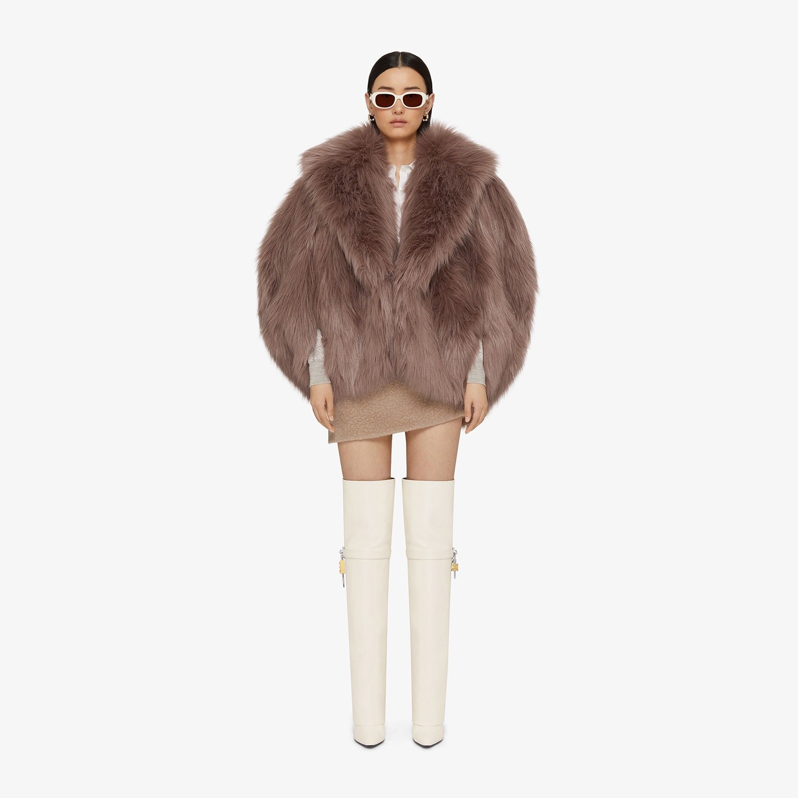 Givenchy Women's Oversized Cape In Faux Fur