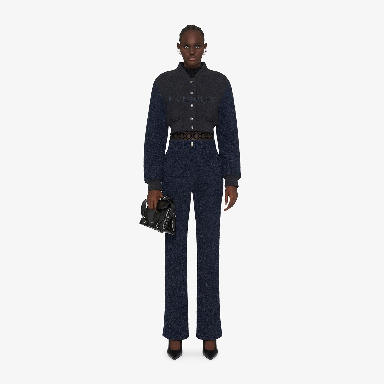 Givenchy Women's Cropped Varsity Jacket In Wool And Denim