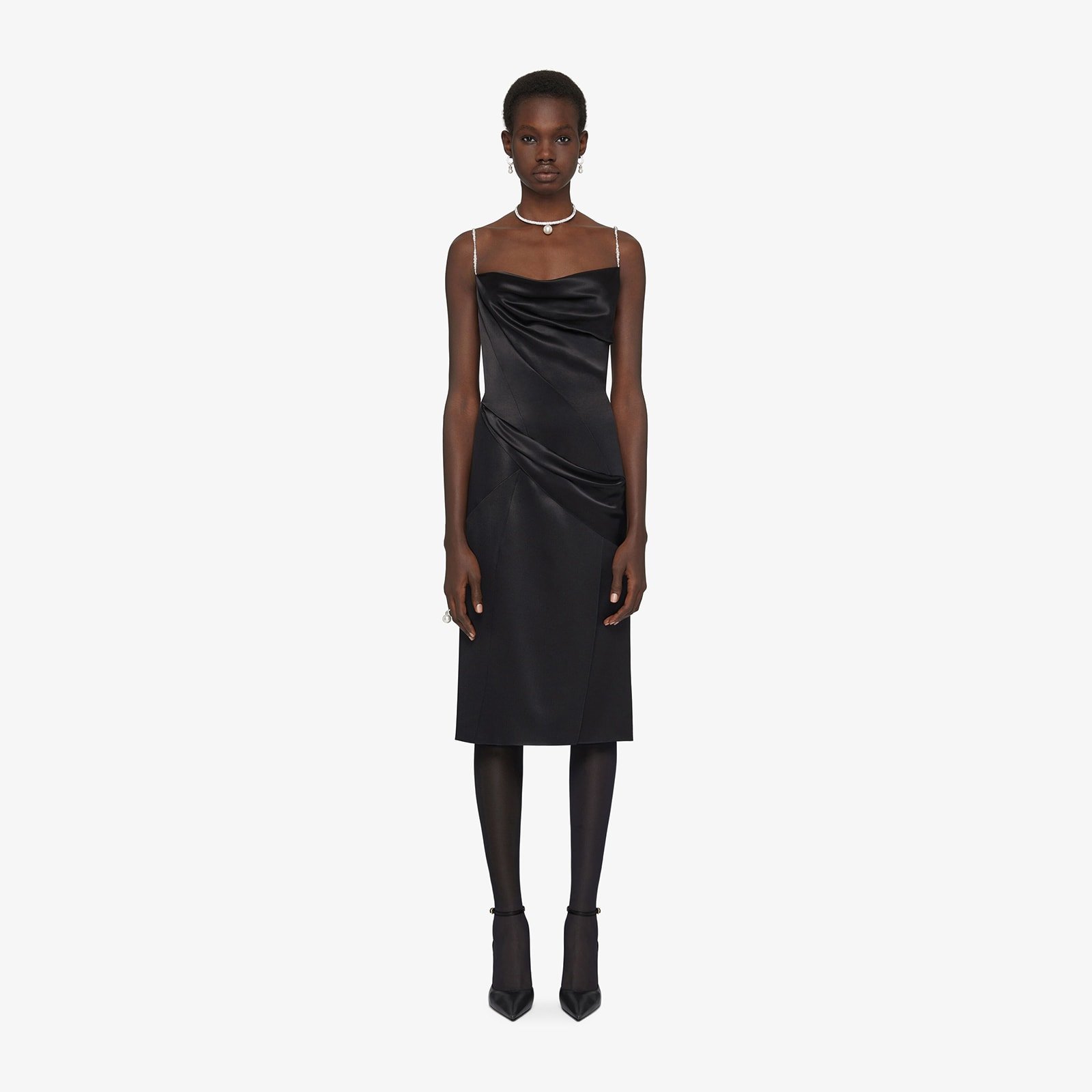 Givenchy Women's Straps Dress In Satin With Pearls And Crystals