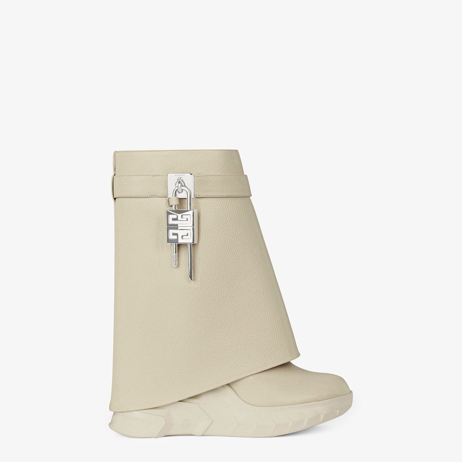 Givenchy Shark Lock Biker Ankle Boots In Grained Leather