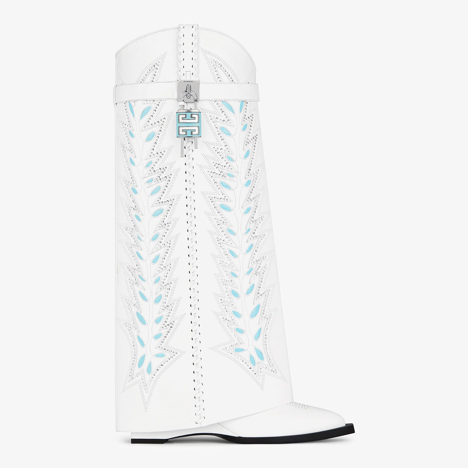 Givenchy Shark Lock Cowboy Boots In Leather With Strass