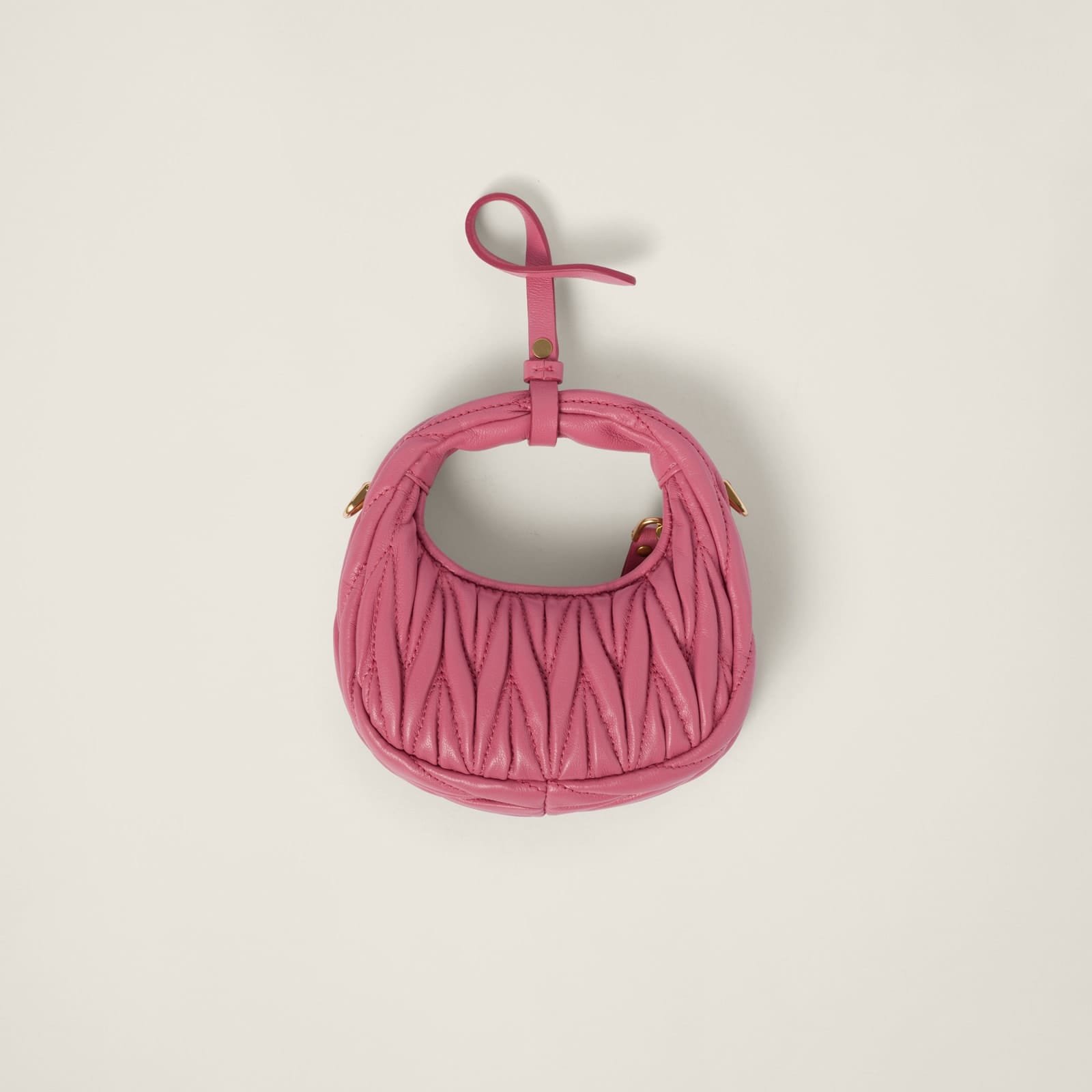 Replica Designer Bag Miu Miu Wander Matelasse Nappa Leather Micro Hobo Bag - Image 3