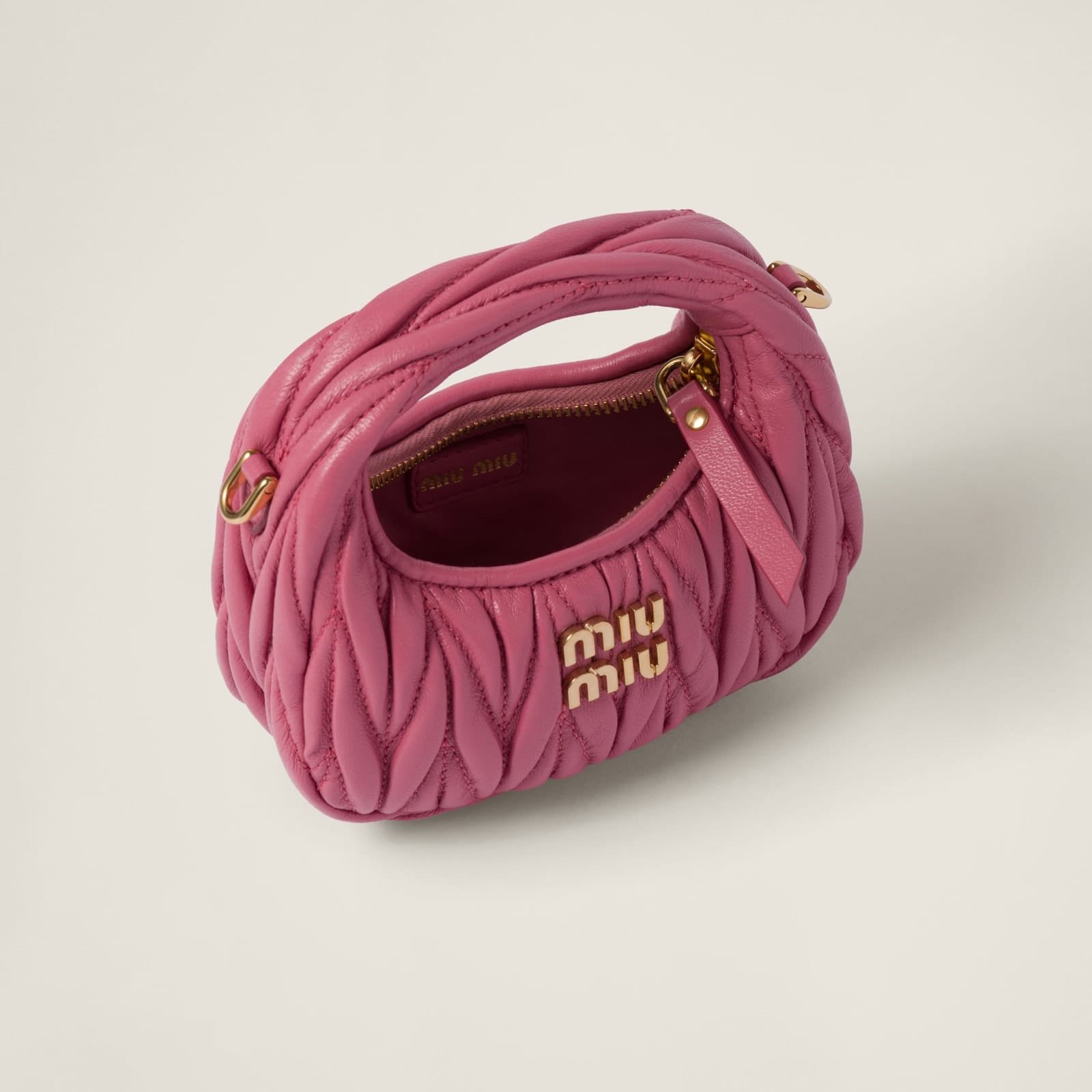 Replica Designer Bag Miu Miu Wander Matelasse Nappa Leather Micro Hobo Bag - Image 4