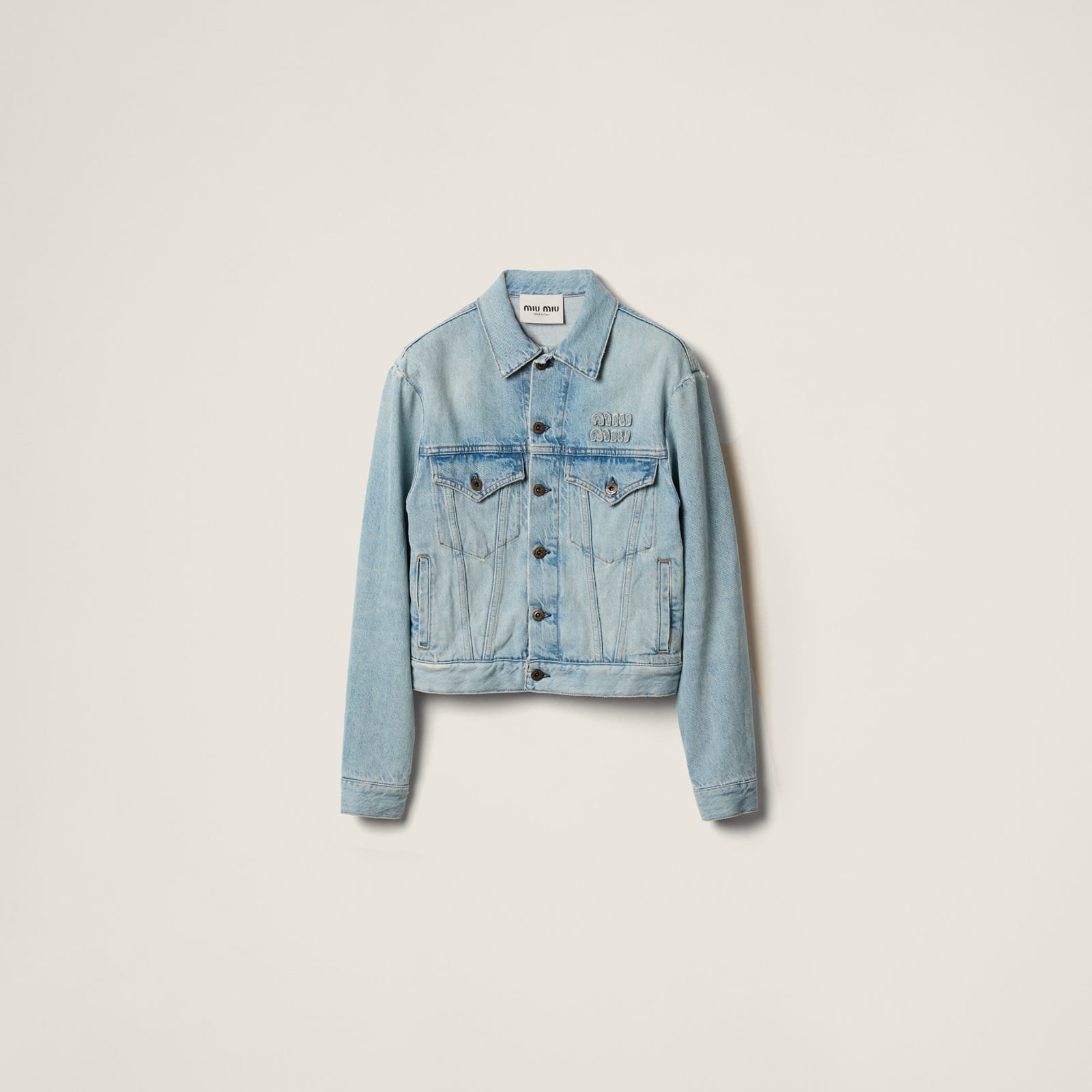 Miu Miu Denim Jacket With Embroidered Logo