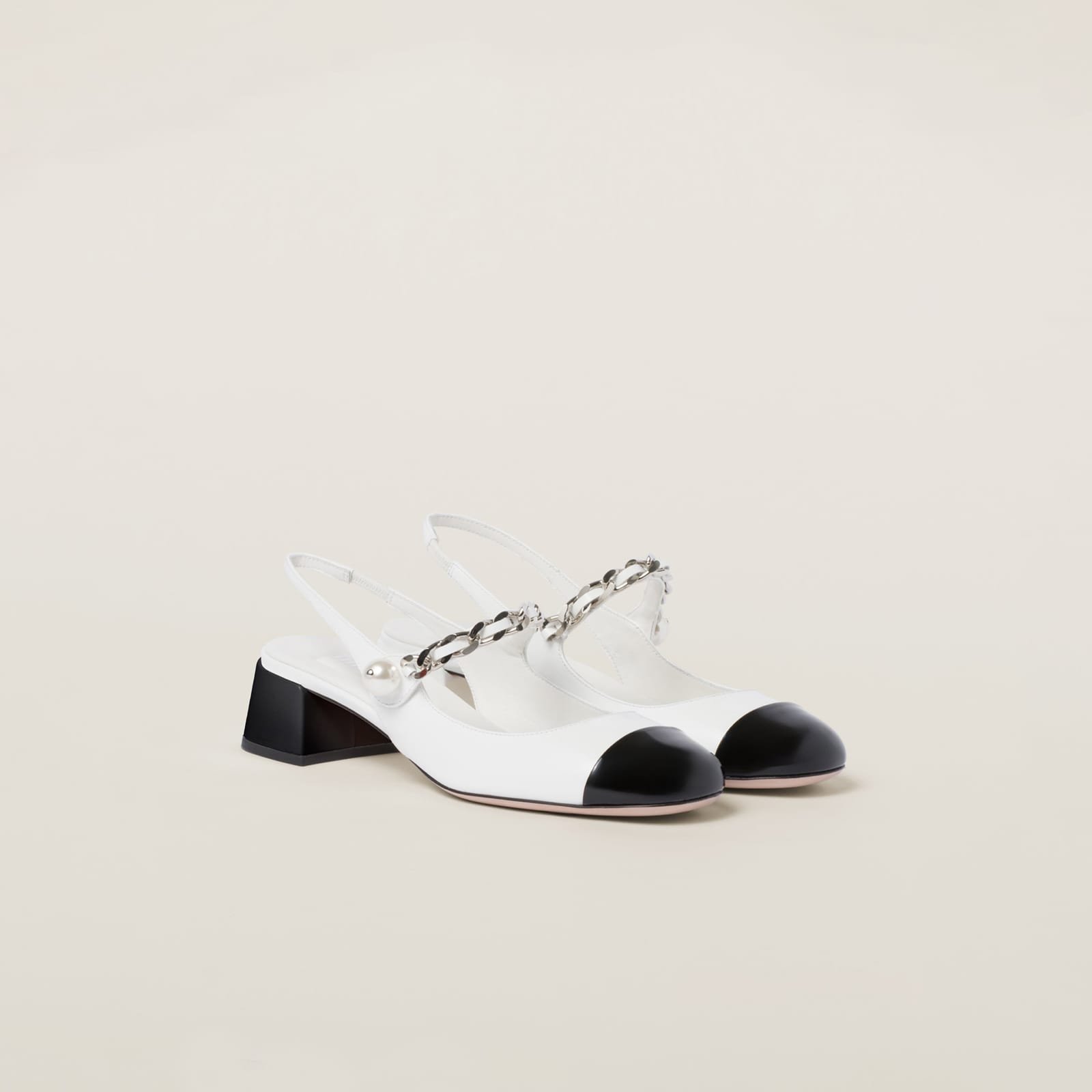 Miu Miu Two-Tone Patent Leather Slingback Pumps