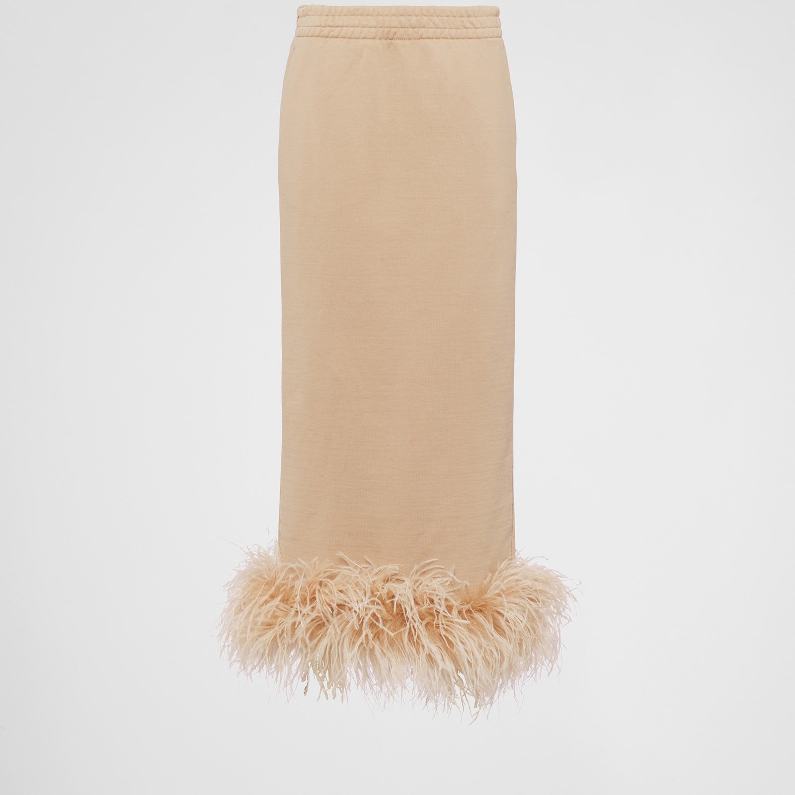 Prada Cotton Fleece Skirt With Feather Trim