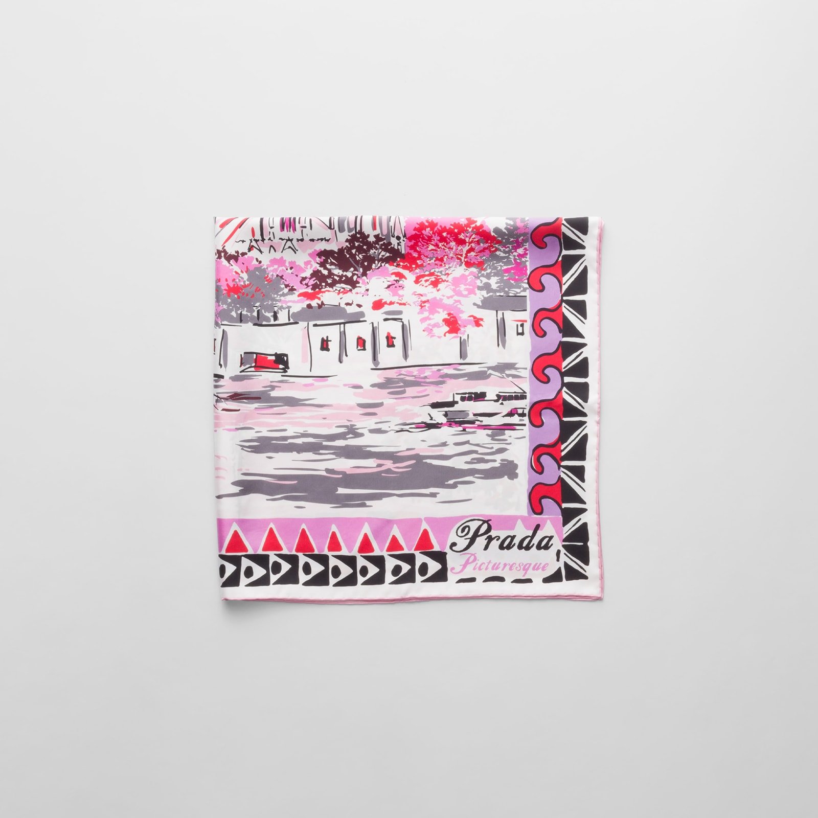 Prada Pittoresque Paris Printed Silk 90 Foulard