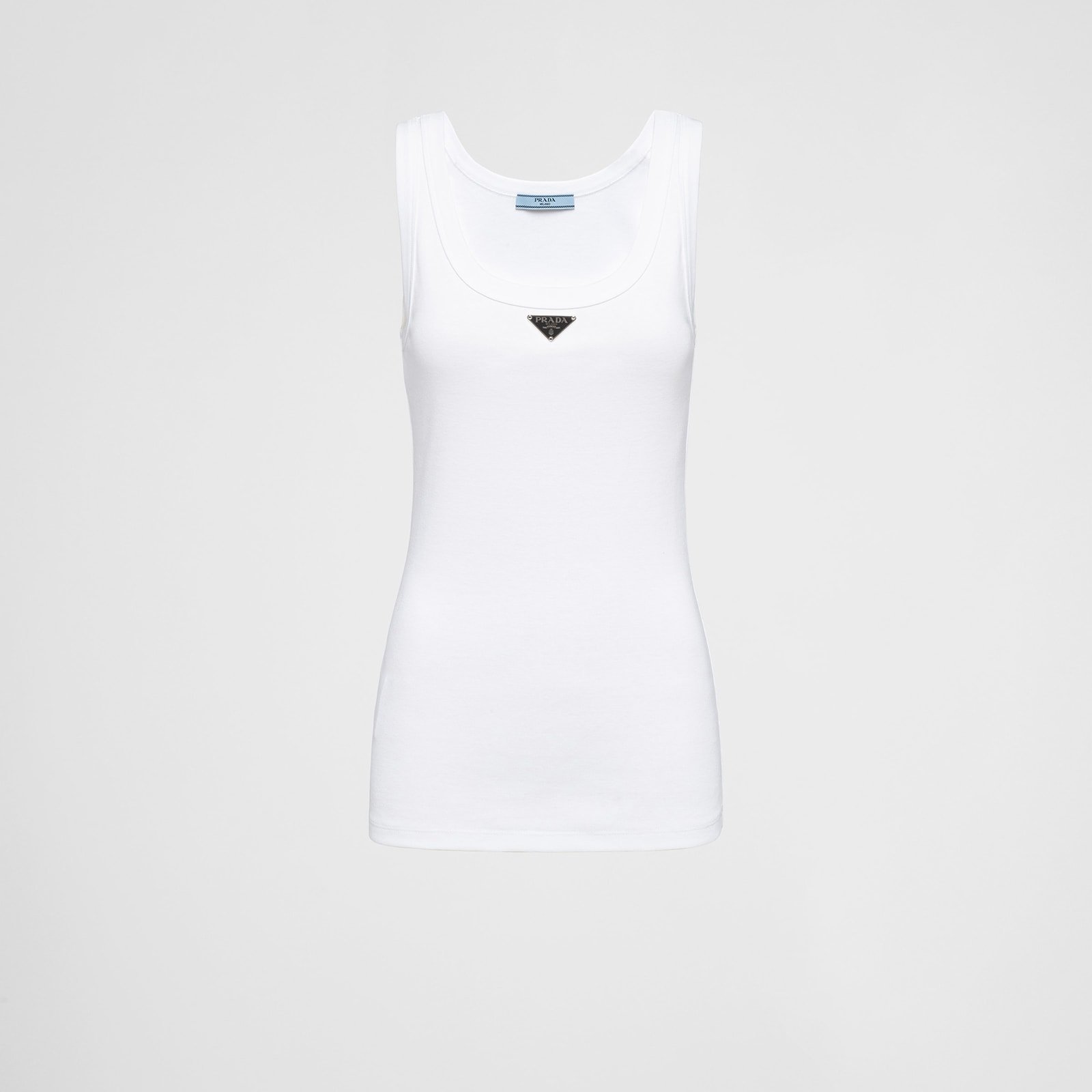 Prada Ribbed Knit Jersey Tank Top