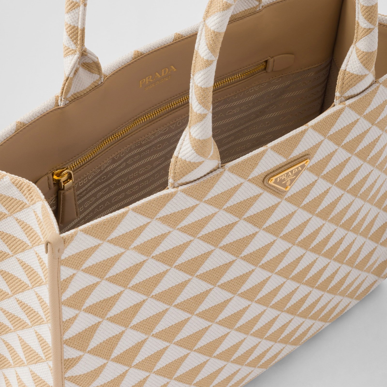 Replica Designer Bag Prada Large Symbole Embroidered Fabric Handbag - Image 5