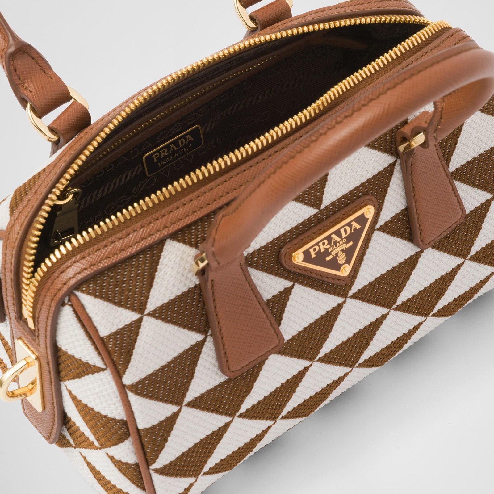 Replica Designer Bag Prada Symbole Embroidered Fabric Top-Handle Bag - Image 5