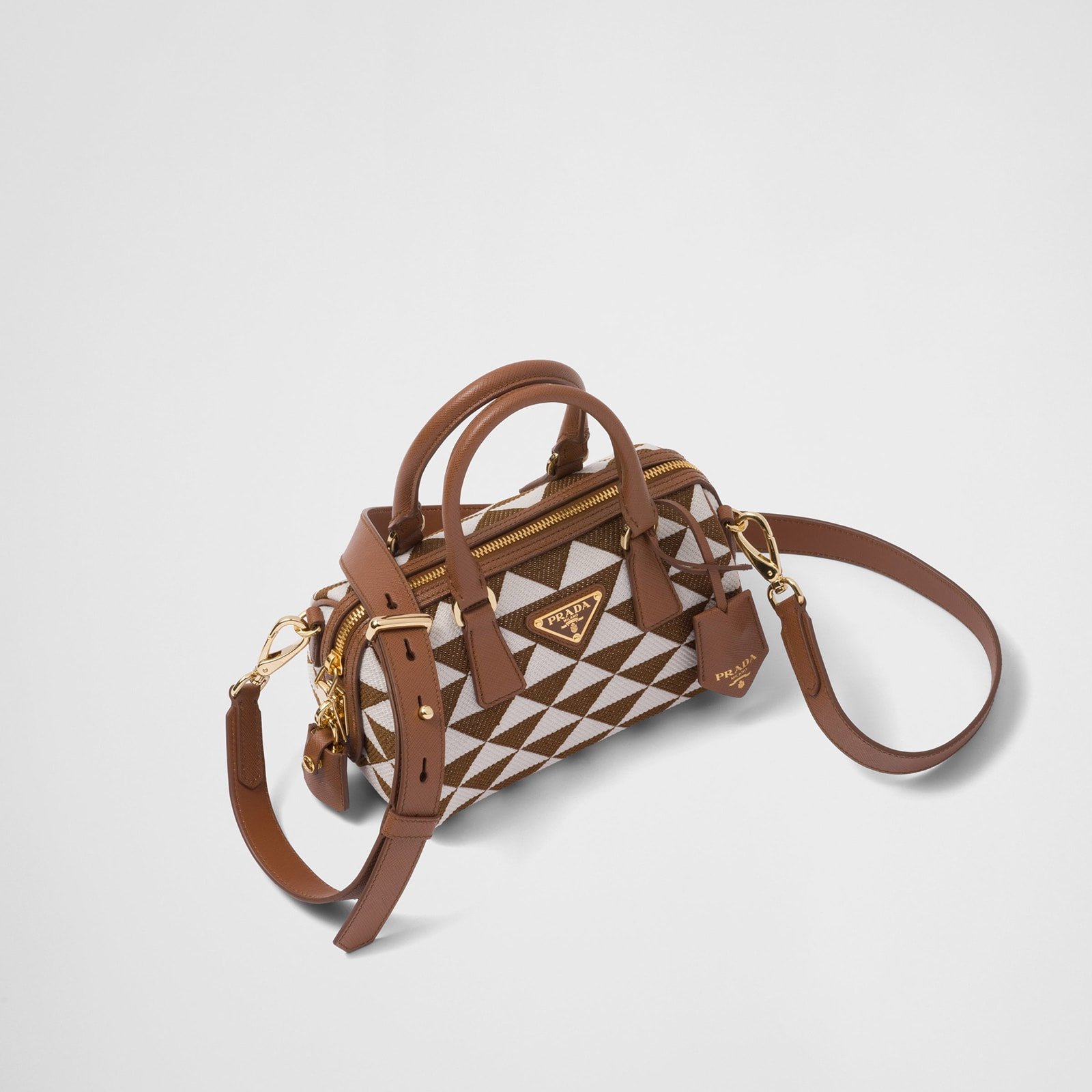 Replica Designer Bag Prada Symbole Embroidered Fabric Top-Handle Bag - Image 3